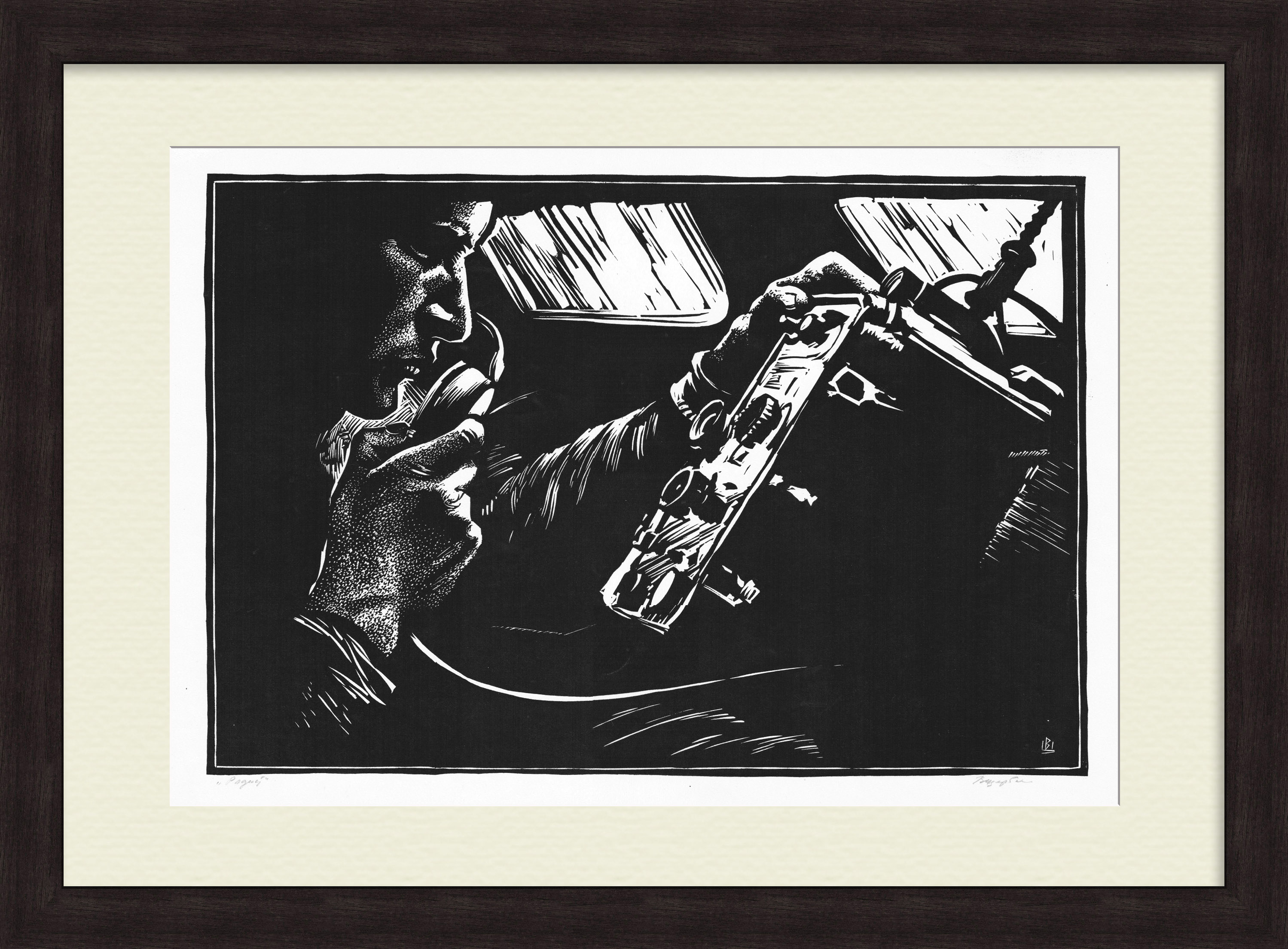 Радист Советской Армии, линогравюра Радист Советской Армии, линогравюра