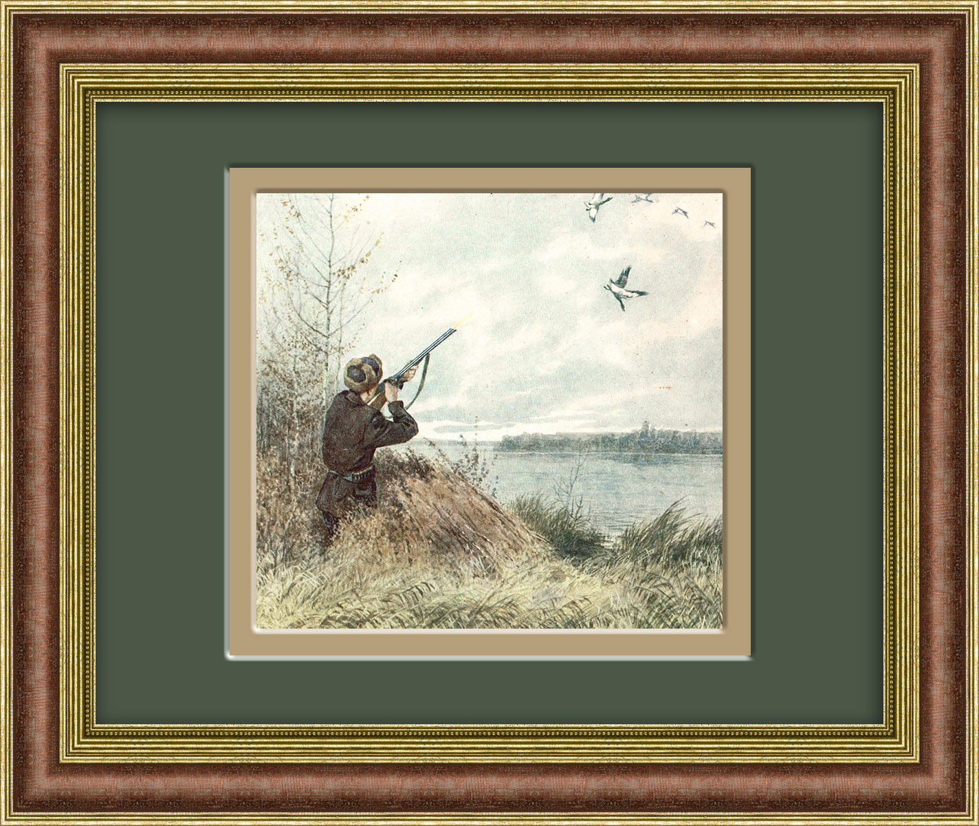 Охота на птицу осенью. Тиражная иллюстрация Охота на птицу осенью. Тиражная иллюстрация