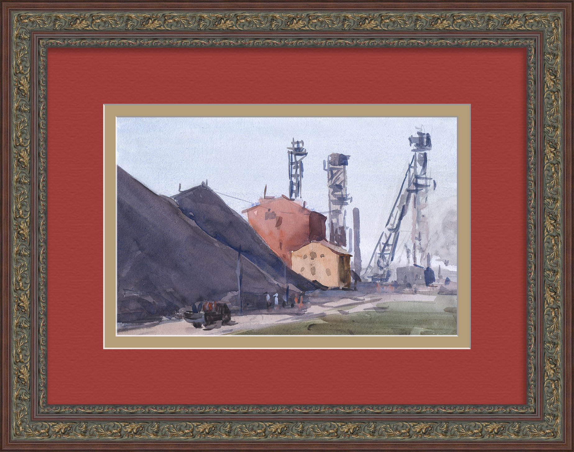 На шахте. Советский, авторский рисунок На шахте. Советский, авторский рисунок