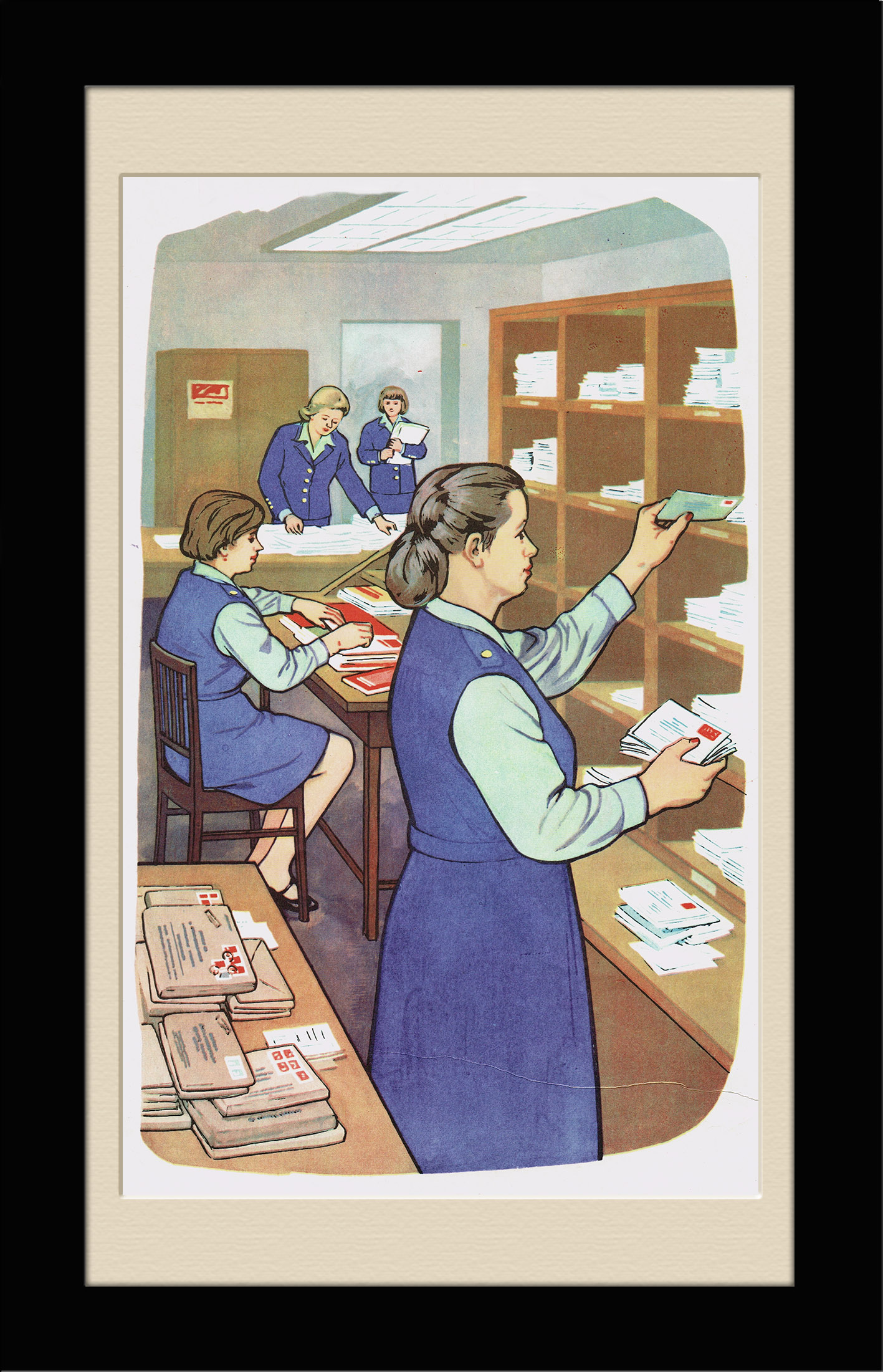 Плакат "Будни почтового отделения СССР" Плакат "Будни почтового отделения СССР"