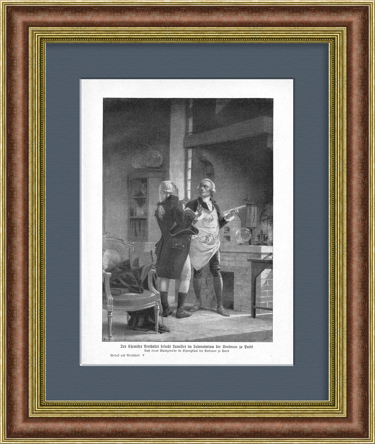 Великие химики Лавуазье и Бертолле в Сорбонне. Антикварная литография Великие химики Лавуазье и Бертолле в Сорбонне. Антикварная литография