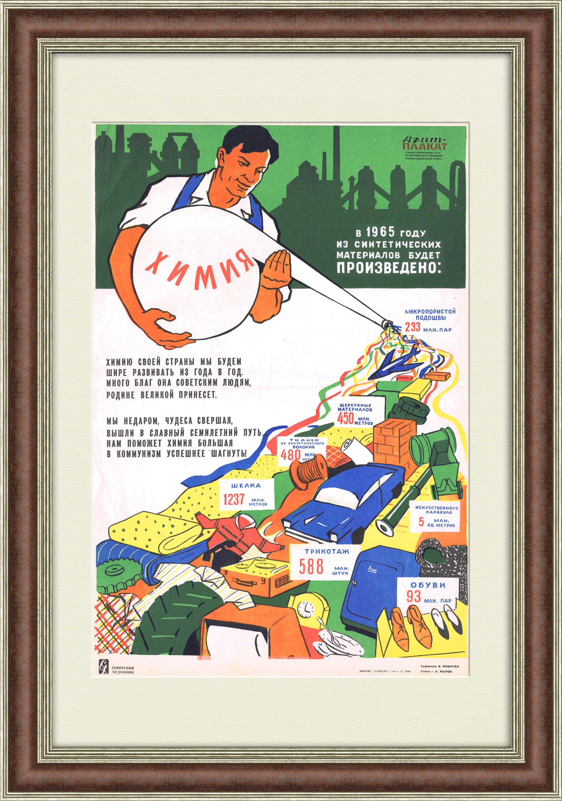 Химическая промышленность в 7-летку. Плакат СССР Химическая промышленность в 7-летку. Плакат СССР