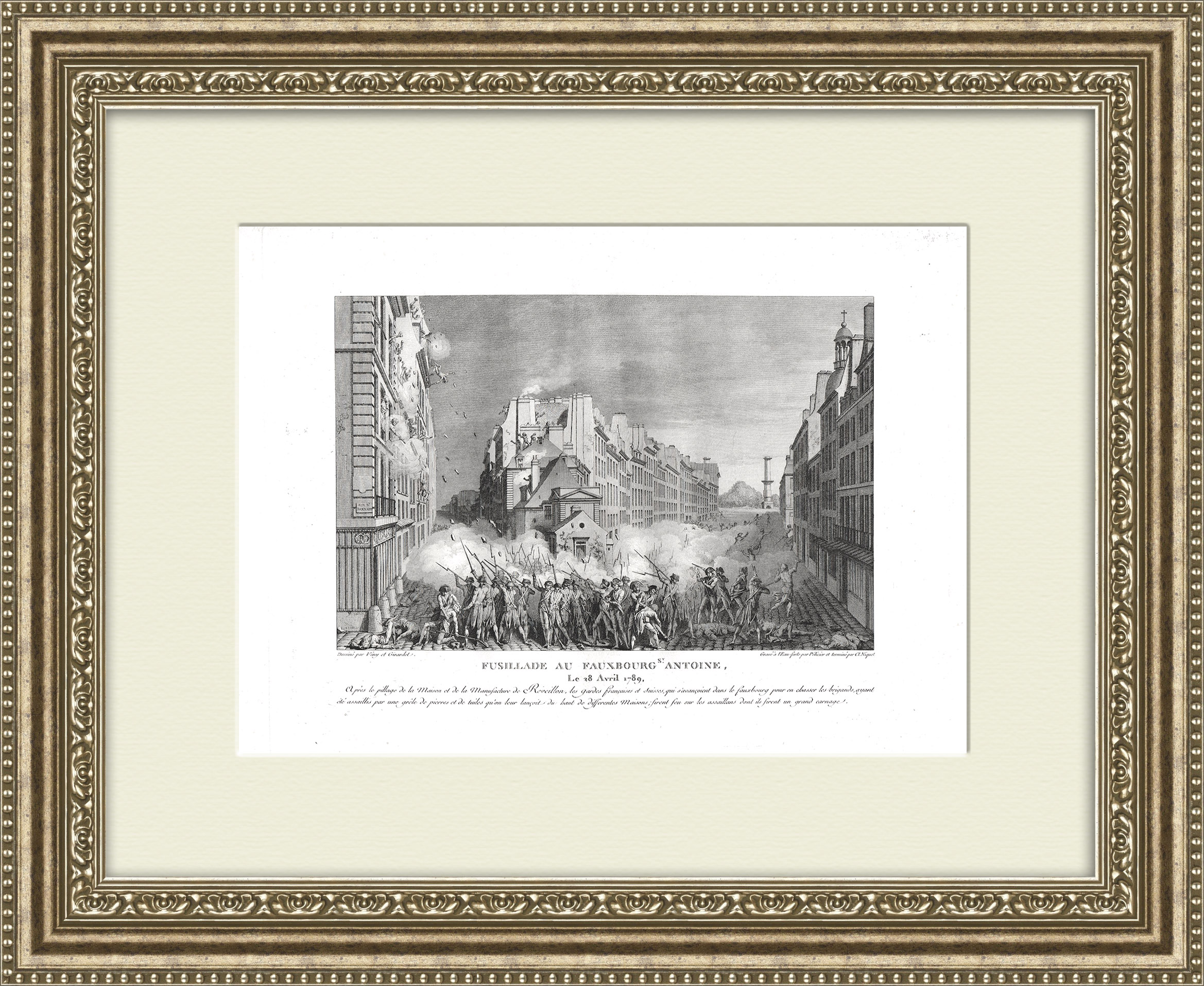 Французская революция: обстрел 28 апреля 1789 года. Большая гравюра конца 18 века Французская революция: обстрел 28 апреля 1789 года. Большая гравюра конца 18 века