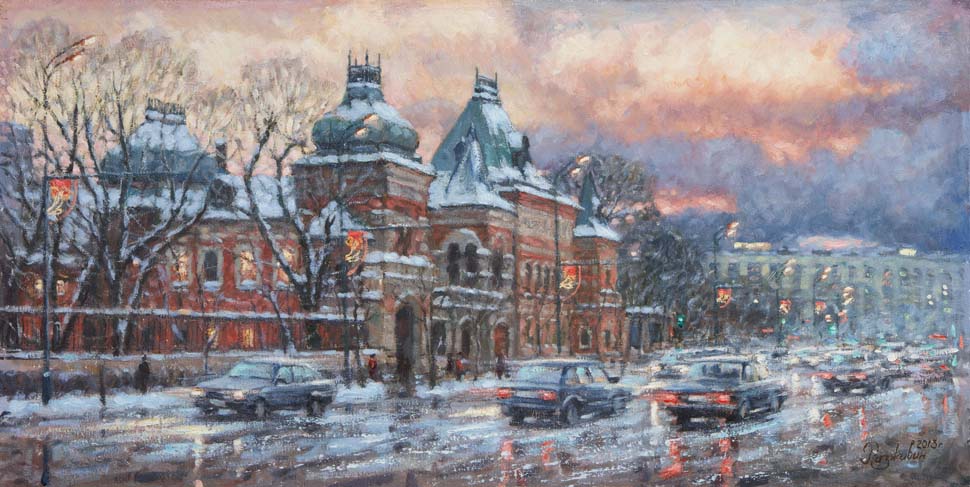 Большая Якиманка зимой. Авторская, современная живопись Большая Якиманка зимой. Авторская, современная живопись