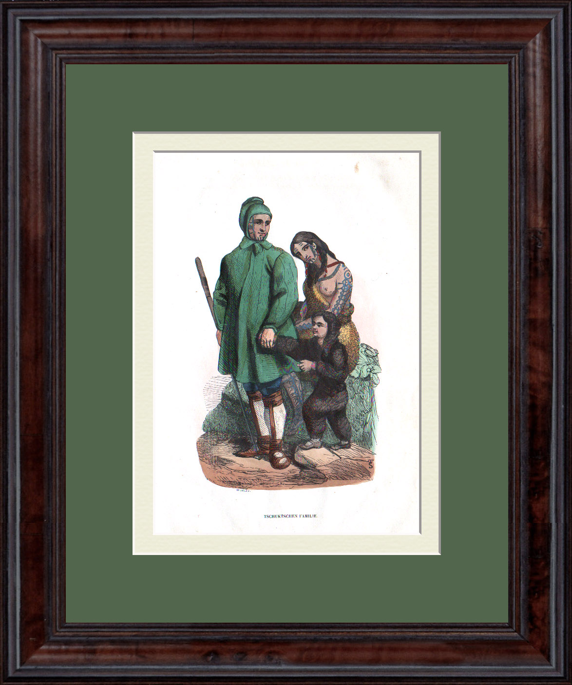 Чукотская семья. Редкая, старинная гравюра Чукотская семья. Редкая, старинная гравюра