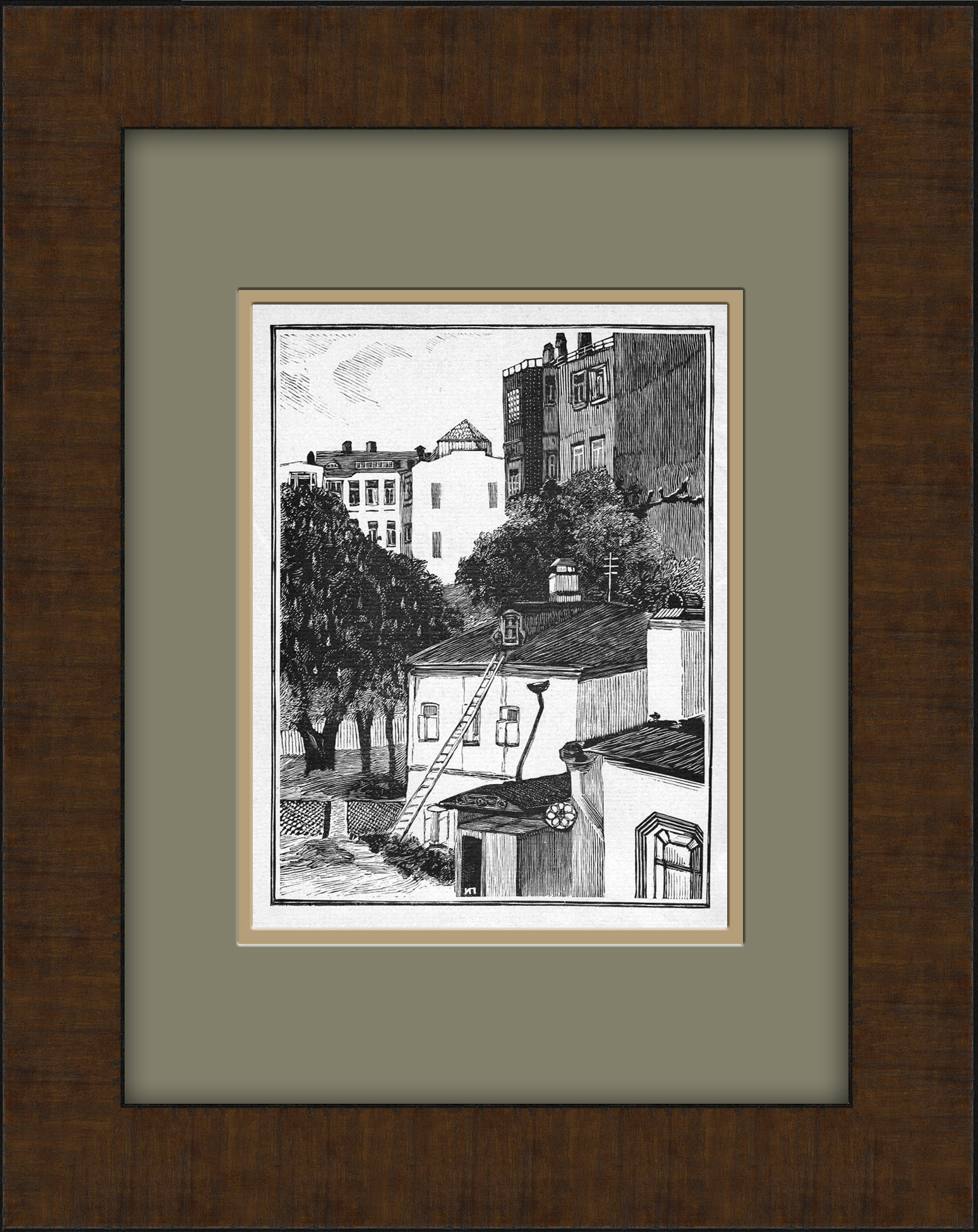 Старый московский дворик весной. Оригинальная гравюра И.Н. Павлова из цикла "Московские дворики" Старый московский дворик весной. Оригинальная гравюра И.Н. Павлова из цикла "Московские дворики"