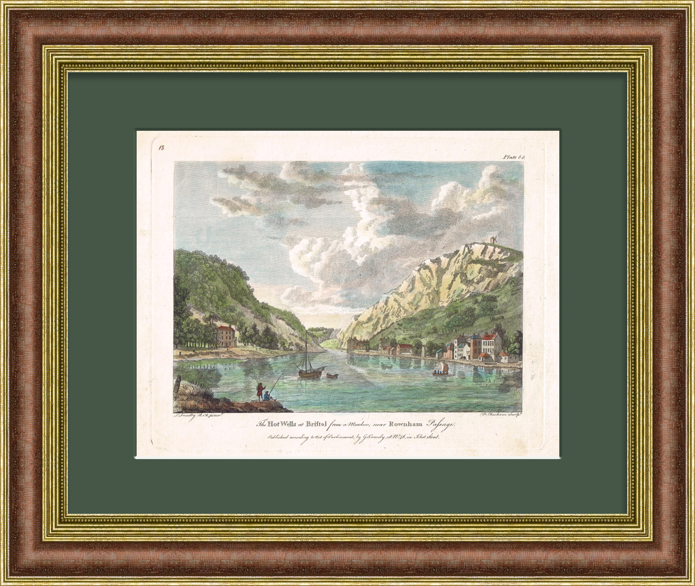 Паром в Хотуэллс рядом с Бристолем, Англия. Антикварная гравюра Паром в Хотуэллс рядом с Бристолем, Англия. Антикварная гравюра