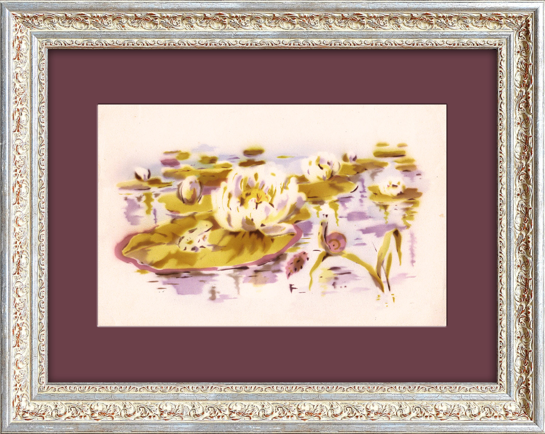 Нимфеи в сказочном пруду. Графика середины 20 века Нимфеи в сказочном пруду. Графика середины 20 века