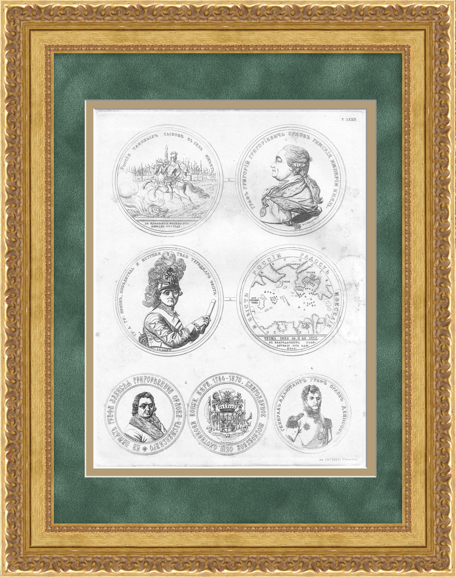 Медали Российской империи. Граф Григорий Орлов. Редкая гравюра Медали Российской империи. Граф Григорий Орлов. Редкая гравюра