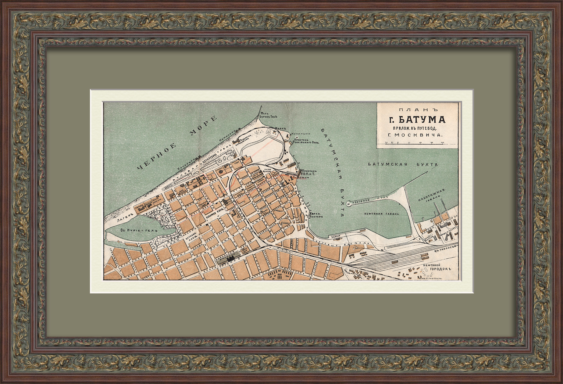 Батуми, Грузия. Дореволюционная, старинная карта Батуми, Грузия. Дореволюционная, старинная карта
