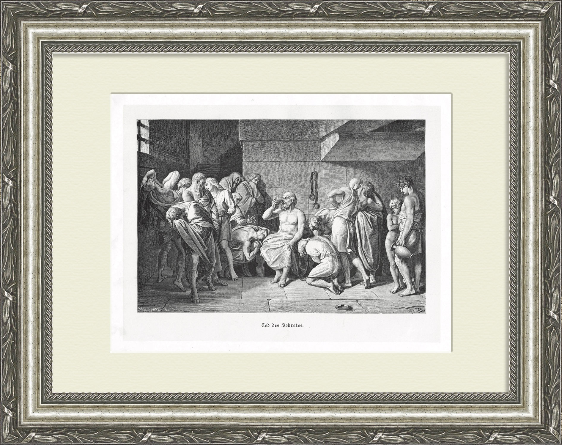 Сократ выпивает яд цикуты по приговору суда. Старинная ксилография Сократ выпивает яд цикуты по приговору суда. Старинная ксилография