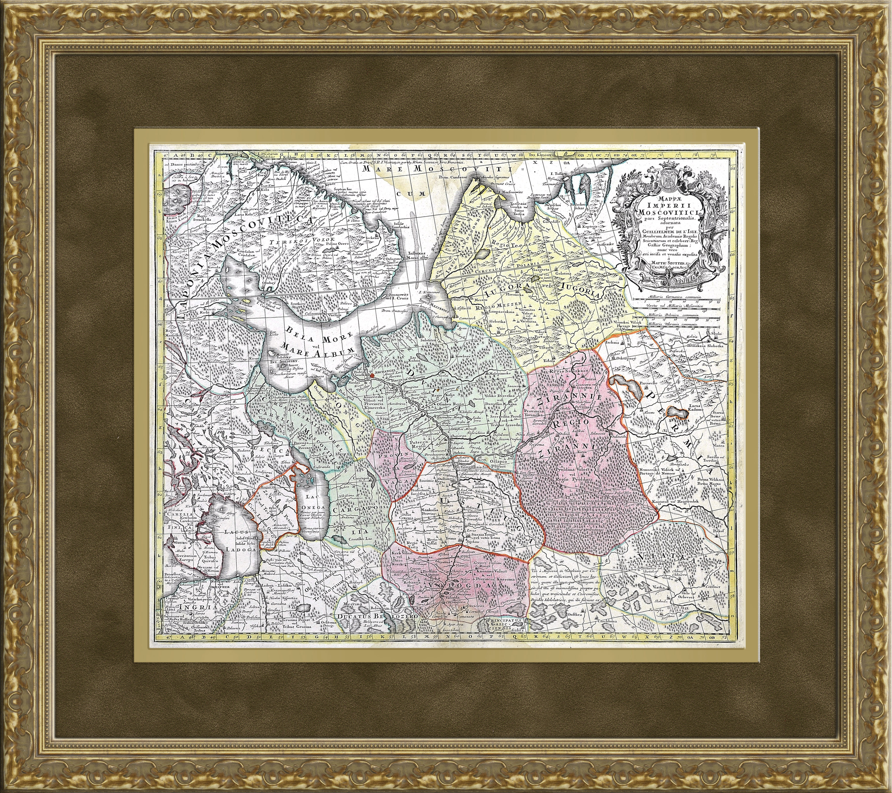 Старинная карта "Империя Московитов", картографа Маттиаса Зойтера, 1730 год Старинная карта "Империя Московитов", картографа Маттиаса Зойтера, 1730 год