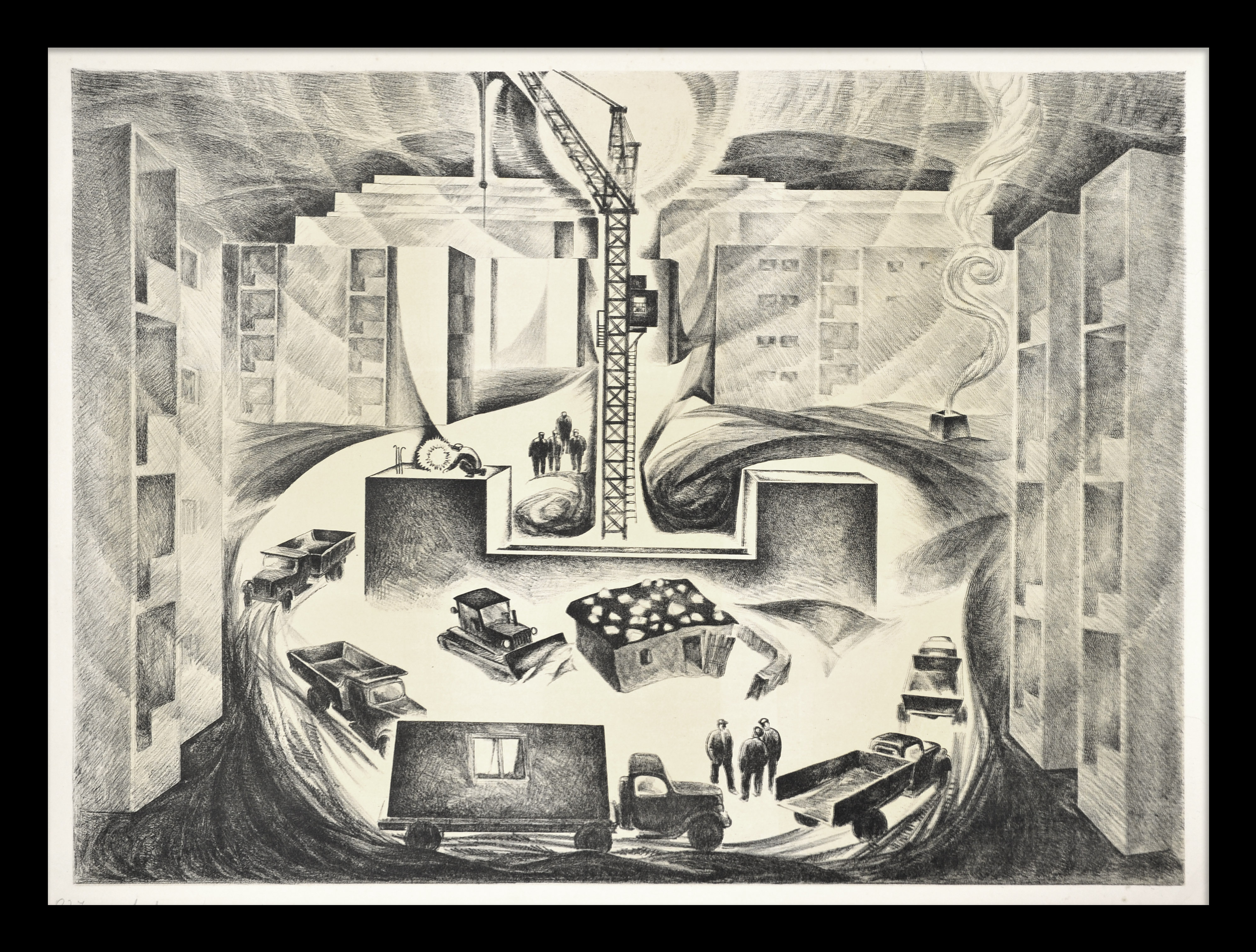 Новостройки СССР. Редкая автолитография огромного формата Новостройки СССР. Редкая автолитография огромного формата