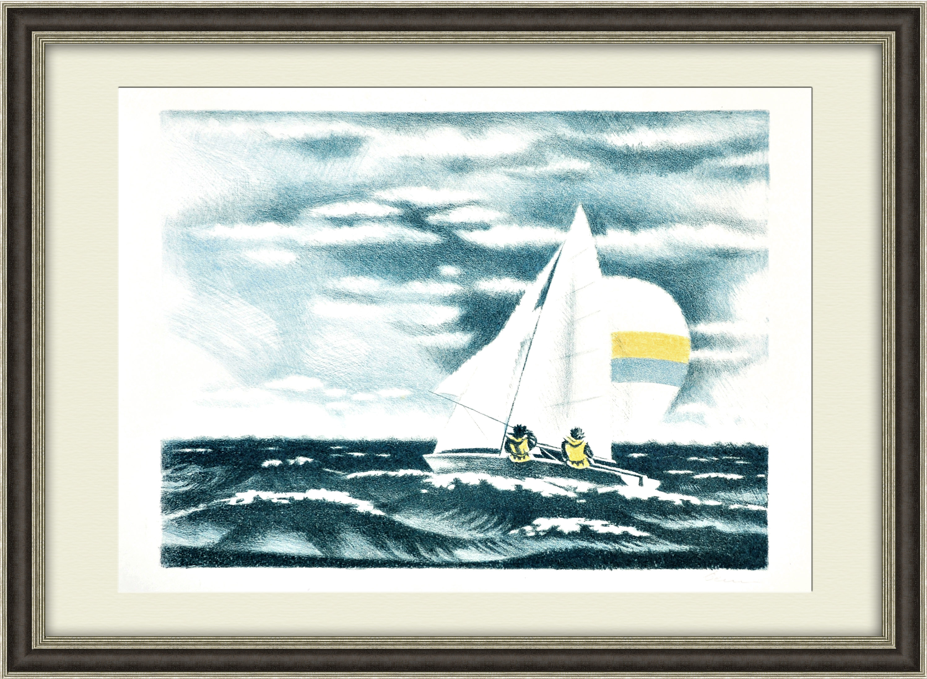 Яхты. Большая цветная автолитография Яхты. Большая цветная автолитография