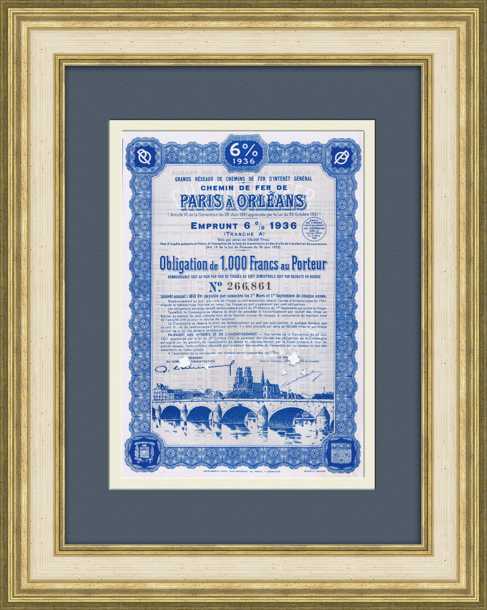 Облигация железнодорожной компании Paris a Orleans в 1000 франков, 1923 год Облигация железнодорожной компании Paris a Orleans в 1000 франков, 1923 год