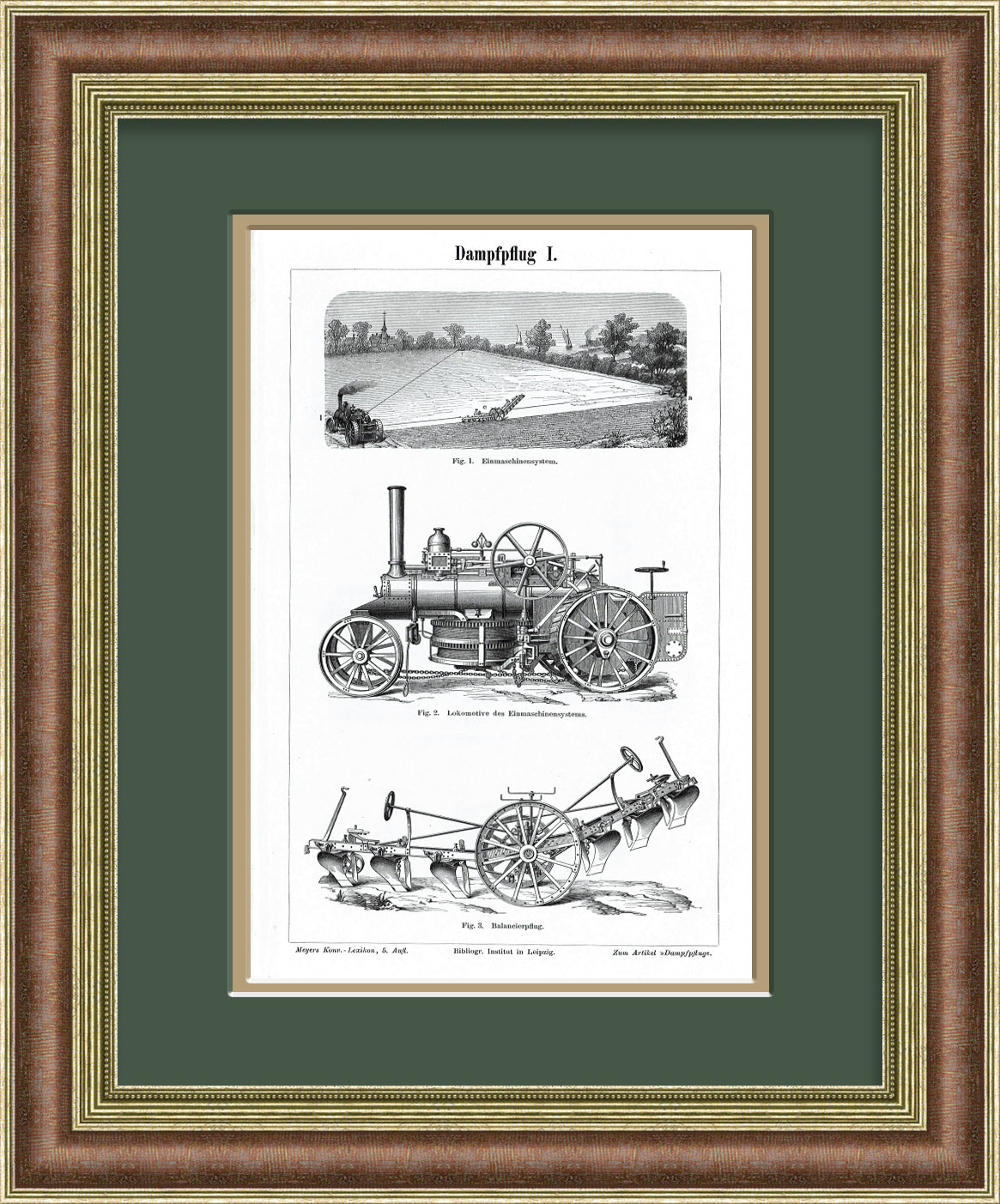 Сельское хозяйство: системы механизированных плугов. Антикварная литография Сельское хозяйство: системы механизированных плугов. Антикварная литография