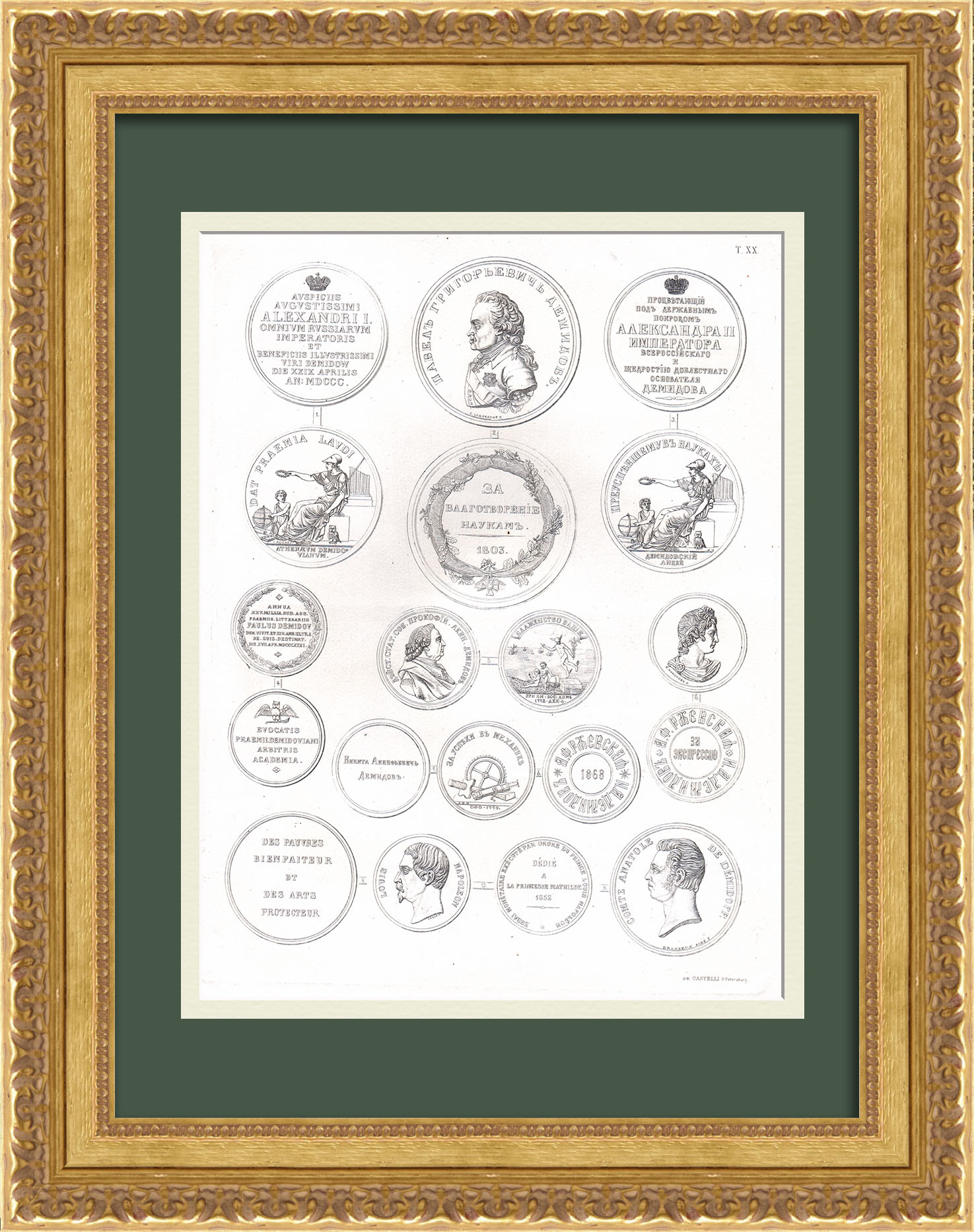 Награды Российской империи: Демидовы - покровители наук, торговли и искусств. Редкая гравюра Награды Российской империи: Демидовы - покровители наук, торговли и искусств. Редкая гравюра