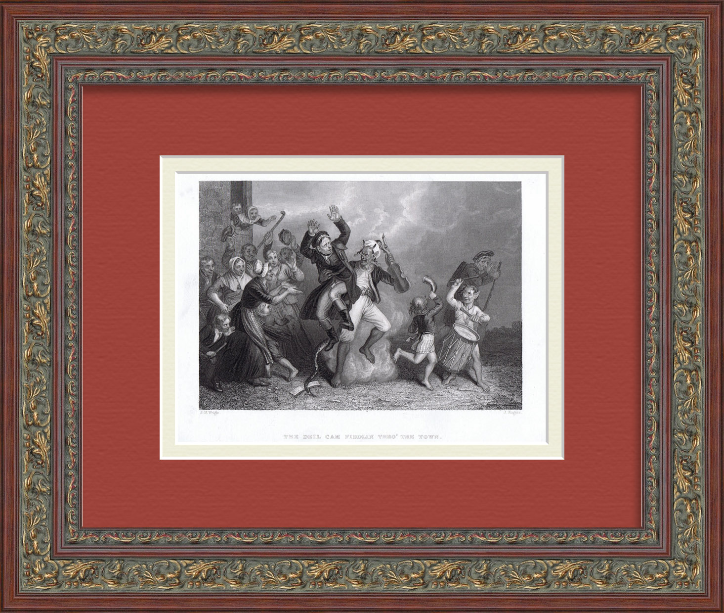 Чёрт забрал чиновника. Старинная гравюра Чёрт забрал чиновника. Старинная гравюра