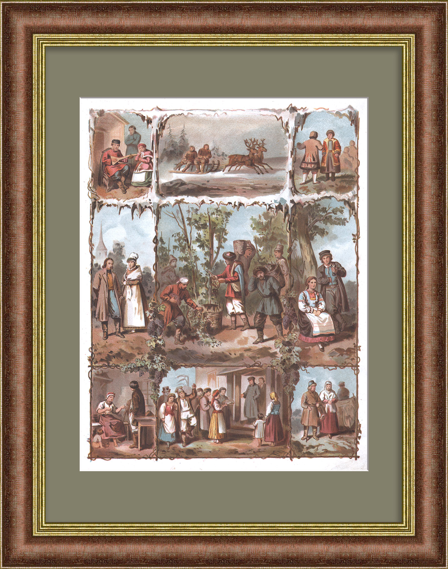 Народы Российской империи. Старинная хромолитография Народы Российской империи. Старинная хромолитография