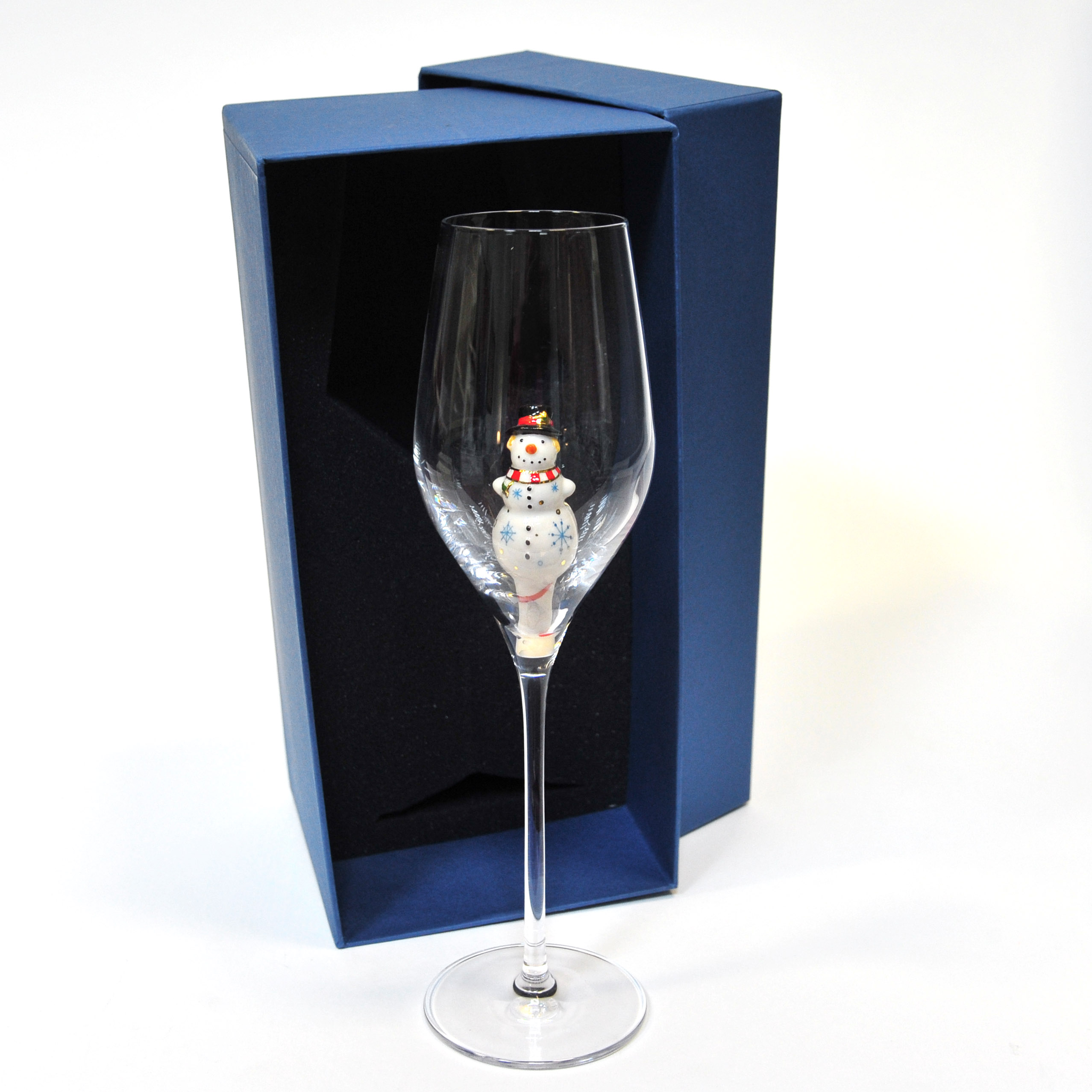 Бокал для шампанского Флюте. Снеговик Бокал для шампанского Флюте. Снеговик