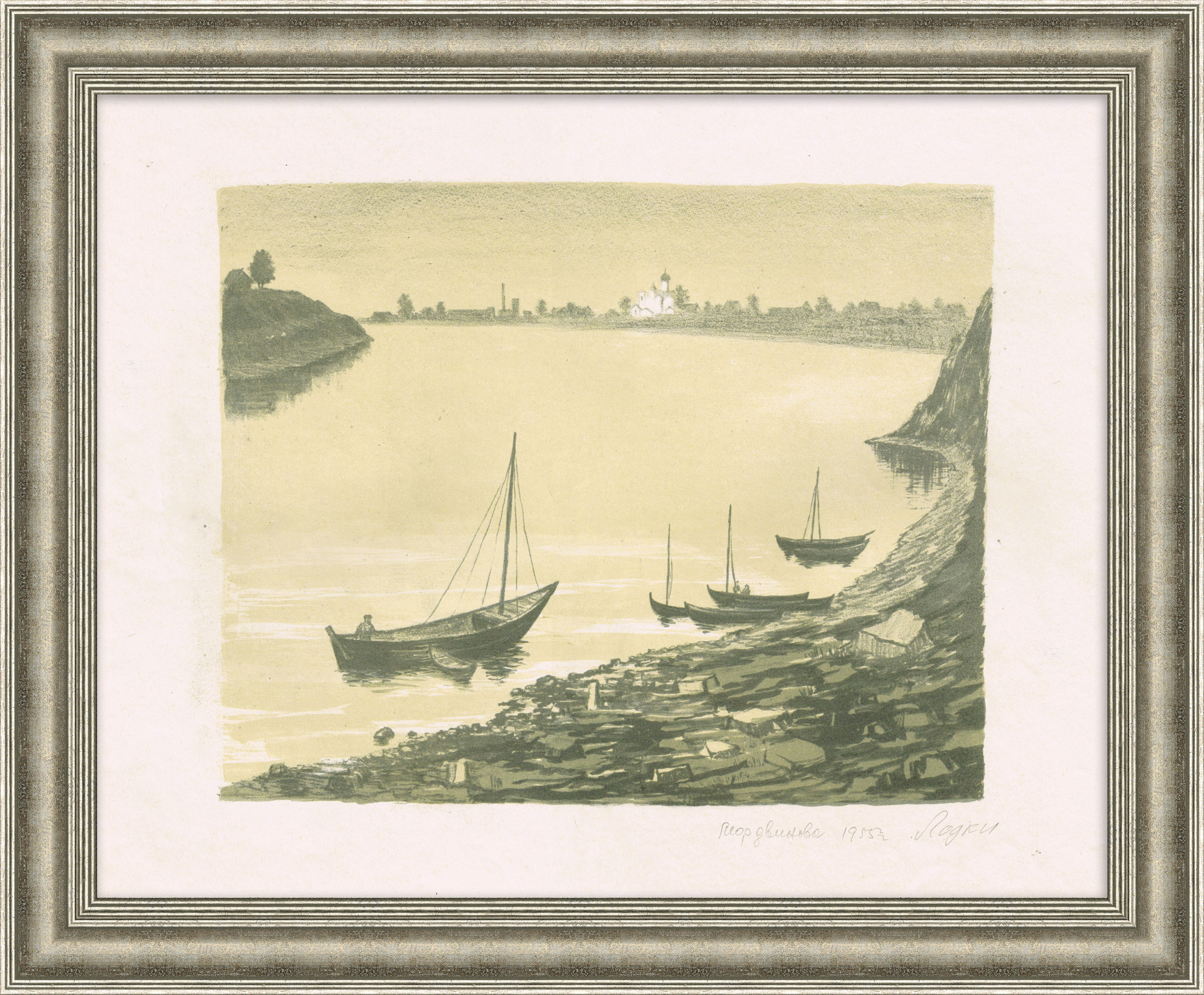 Лодки, утро на Неве. Авторская гравюра Лодки, утро на Неве. Авторская гравюра