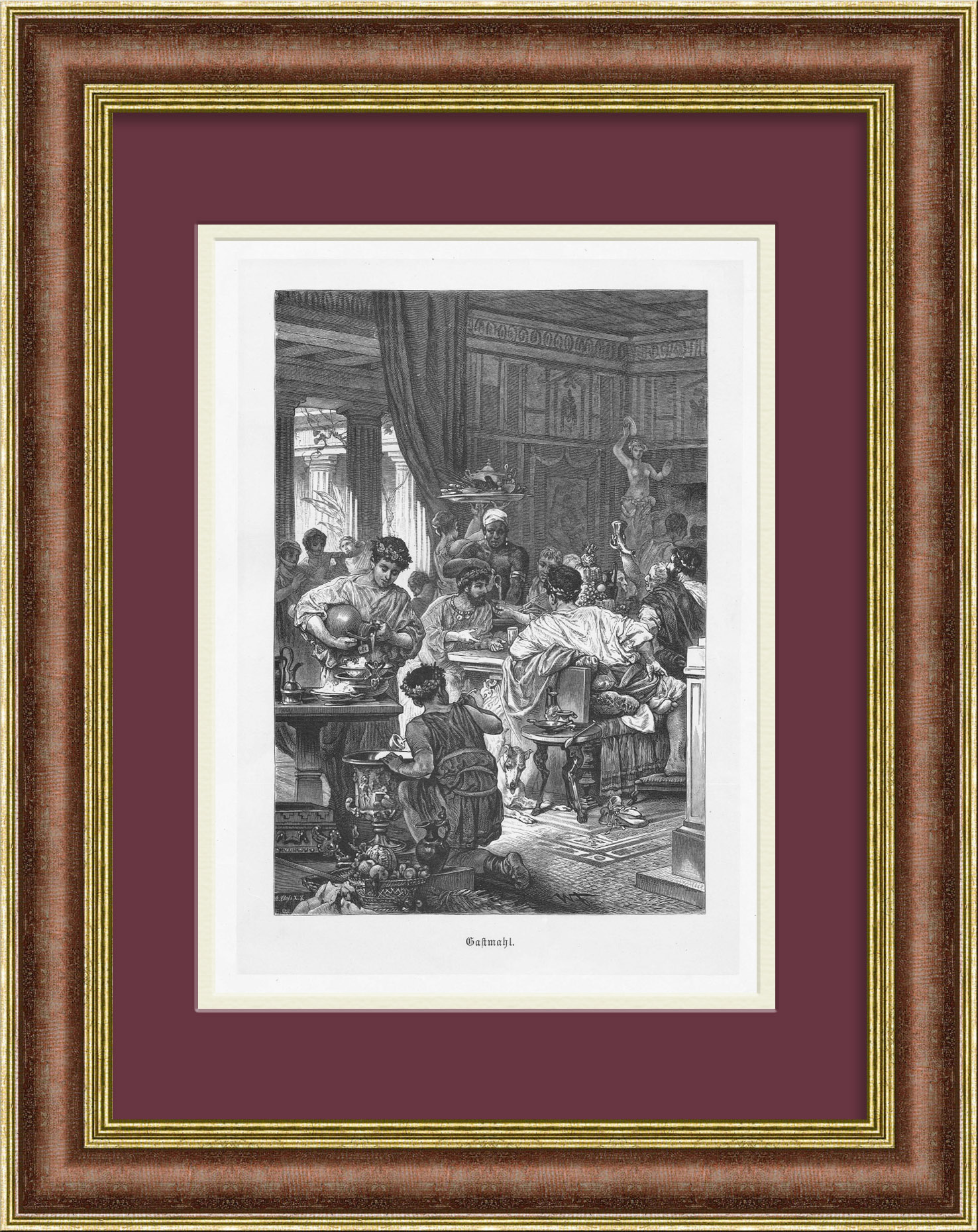 Пир в Древнем Риме. Старинная ксилография Пир в Древнем Риме. Старинная ксилография