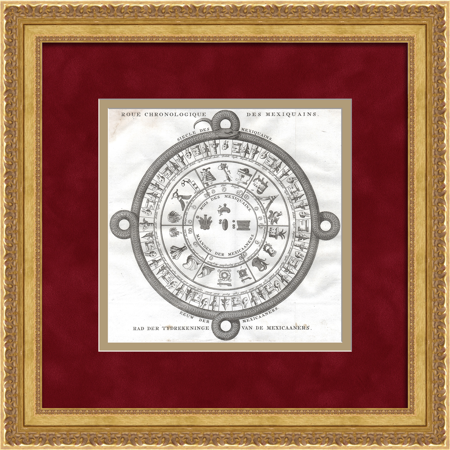 Календарь Ацтеков. Уникальная гравюра 18 века Календарь Ацтеков. Уникальная гравюра 18 века