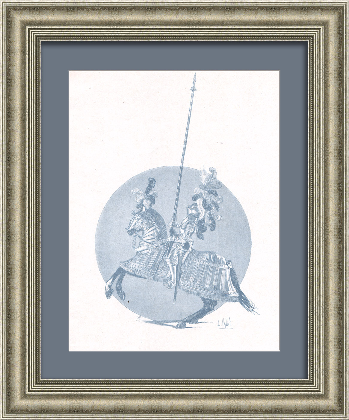 Средневековый рыцарь в «максимилиановском» доспехе. Старинная гравюра 19 века Средневековый рыцарь в «максимилиановском» доспехе. Старинная гравюра 19 века