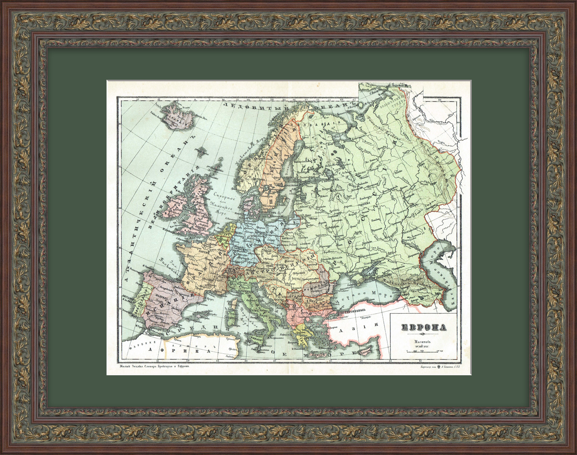 Европа и Российская империя. Старинная карта 1907 года Европа и Российская империя. Старинная карта 1907 года