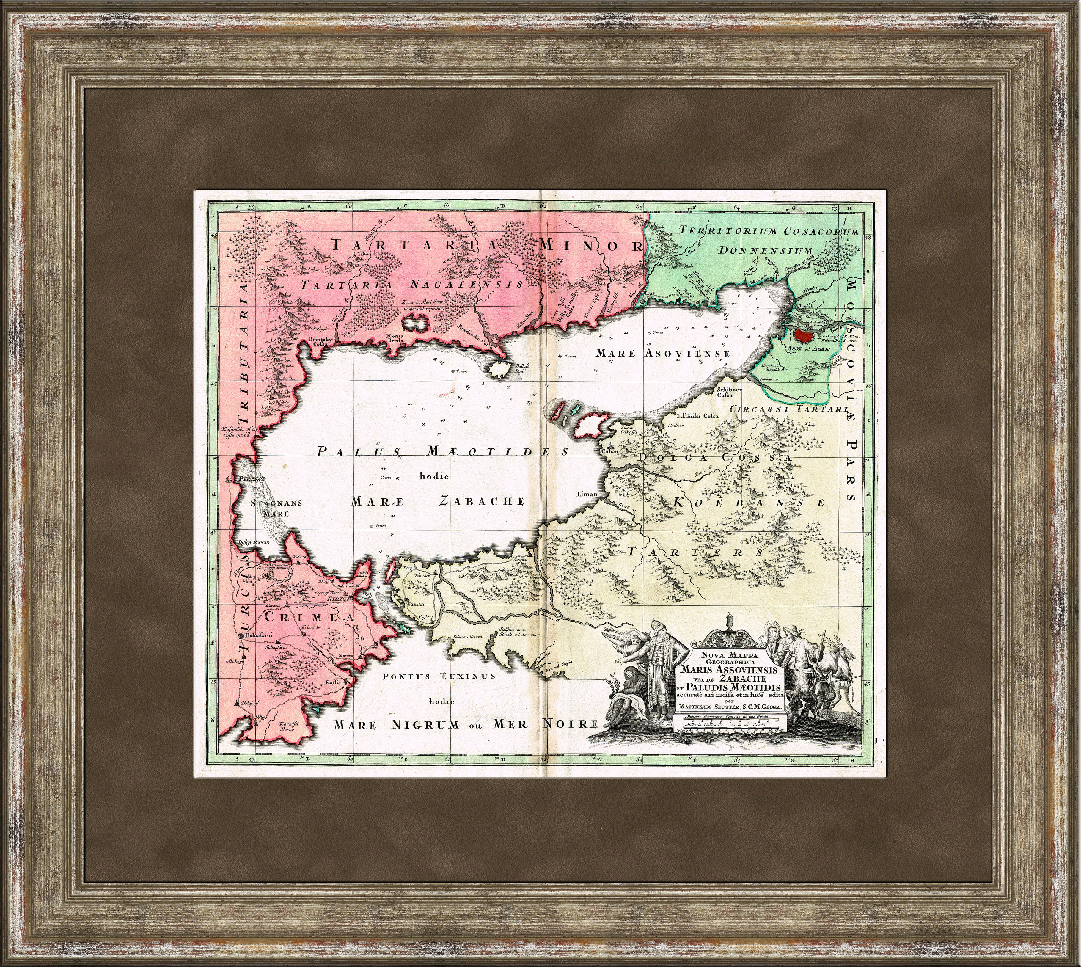 Азовское море, Крым, Кубань, Тамань и другие территории Юга. Редкая антикварная карта 1740 года Азовское море, Крым, Кубань, Тамань и другие территории Юга. Редкая антикварная карта 1740 года