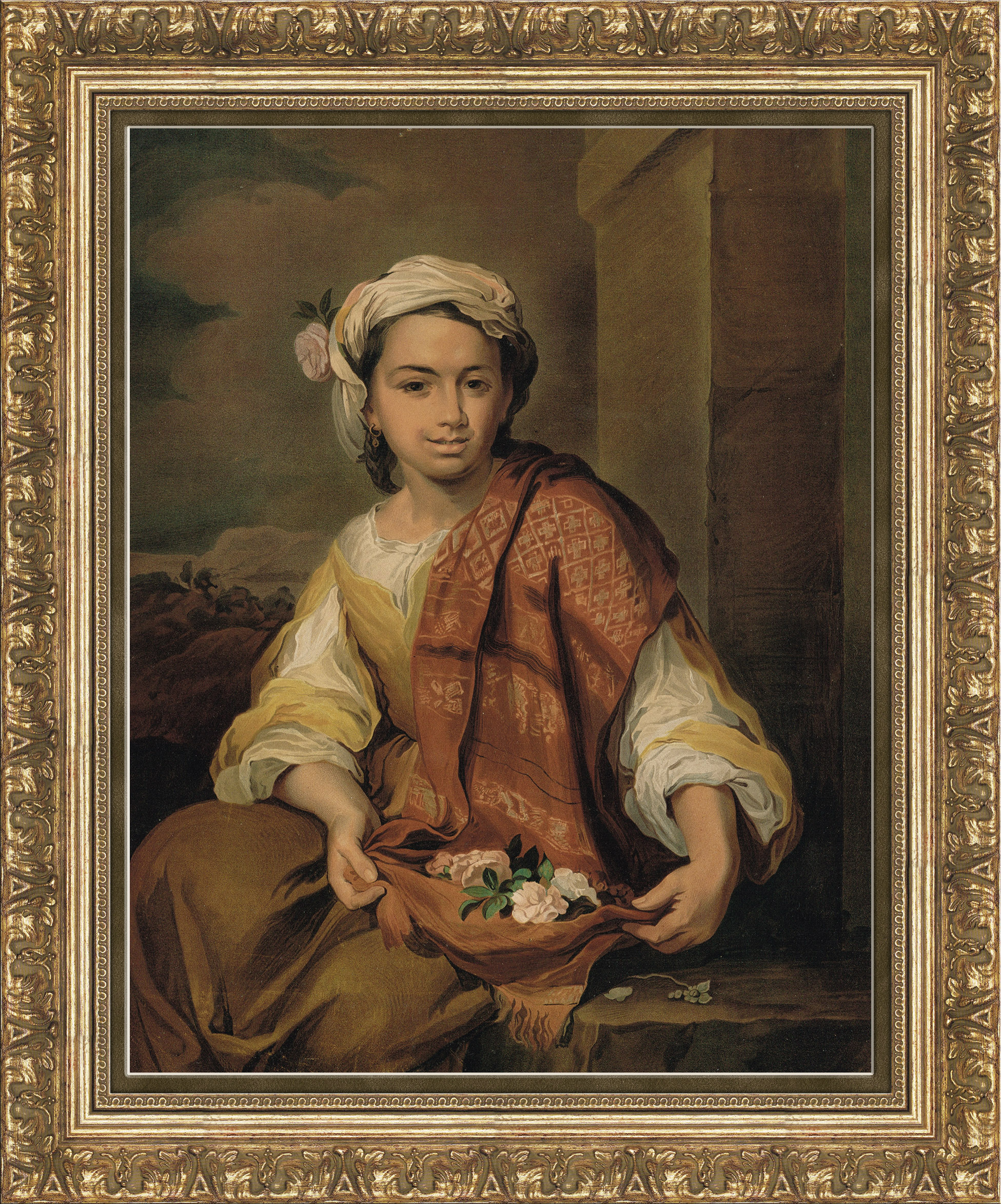 Продавщица роз, большая хромолитография Мурильо Продавщица роз, большая хромолитография Мурильо