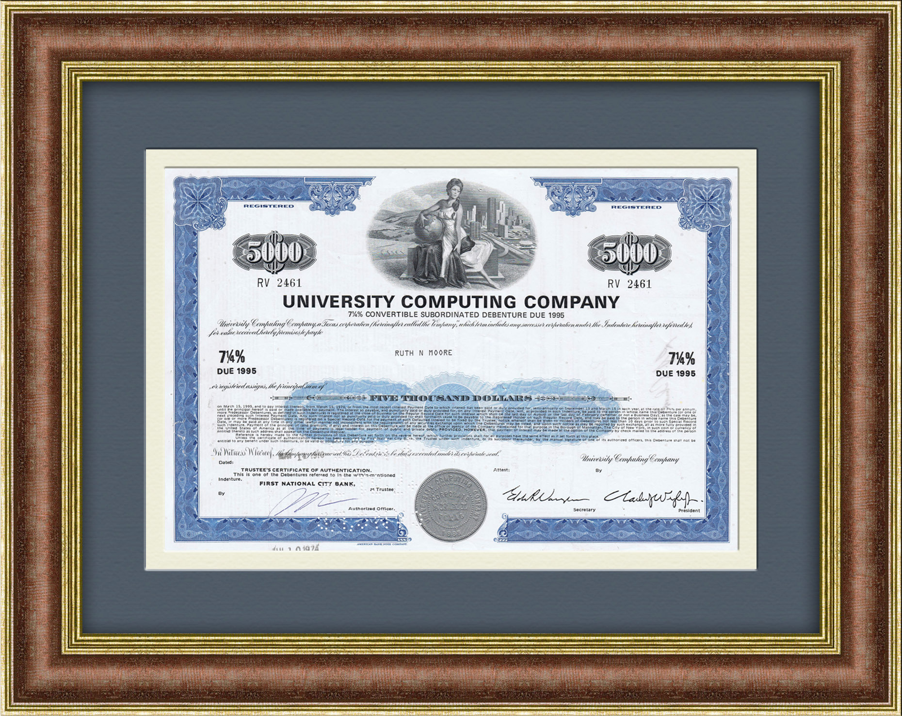 Программное обеспечение. Облигация компании University Coputing Company Бонд на 5000$, 1970 год Программное обеспечение. Облигация компании University Coputing Company Бонд на 5000$, 1970 год