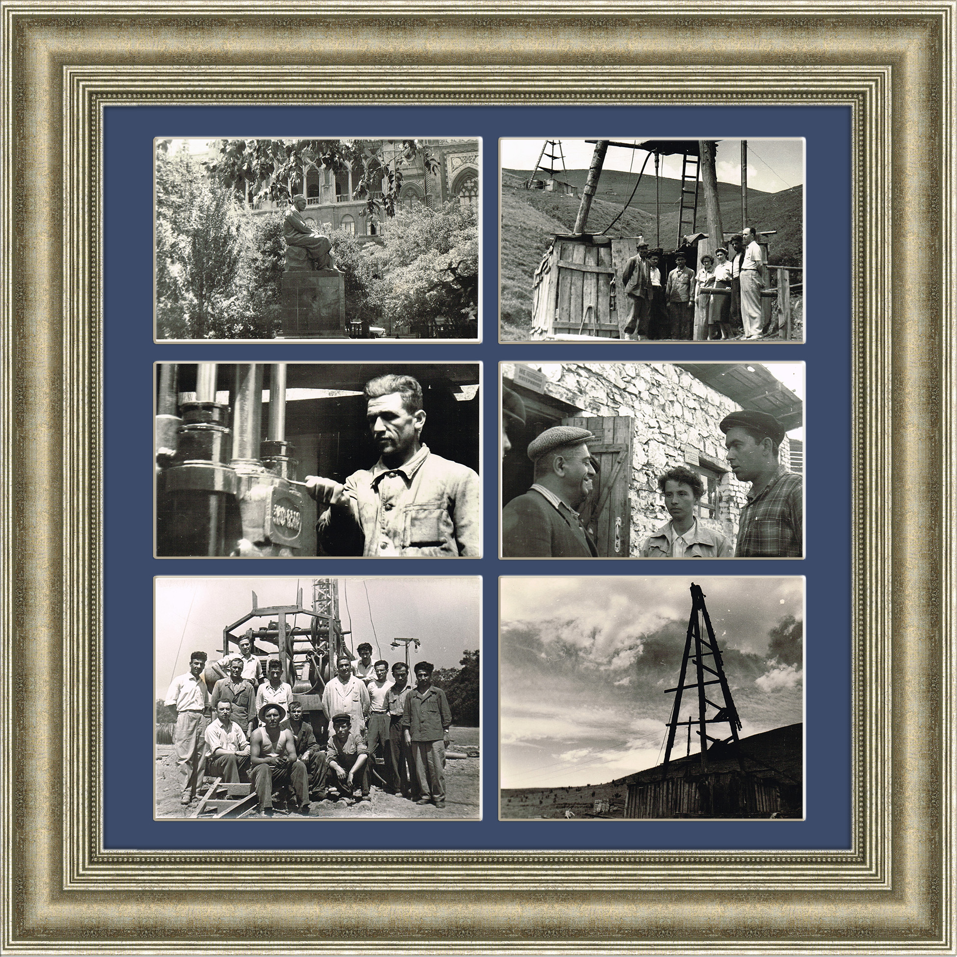 Нефтедобыча в Баку, панно с архивными фото, 1960 г. Нефтедобыча в Баку, панно с архивными фото, 1960 г.