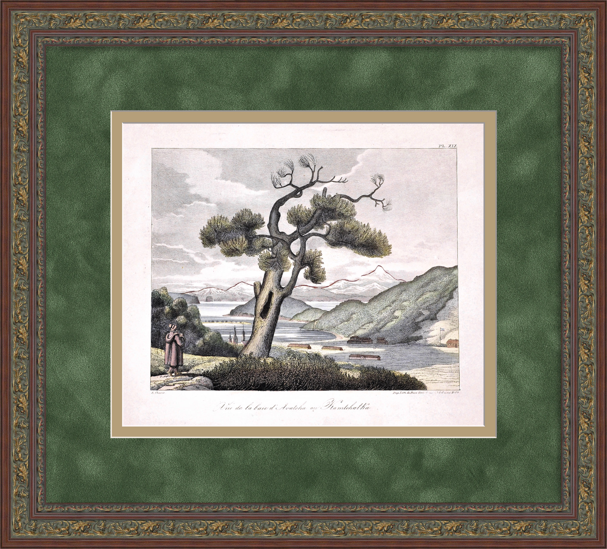 Вид на Авачинскую бухту, Камчатка. Редкая, авторская гравюра 19 века Вид на Авачинскую бухту, Камчатка. Редкая, авторская гравюра 19 века