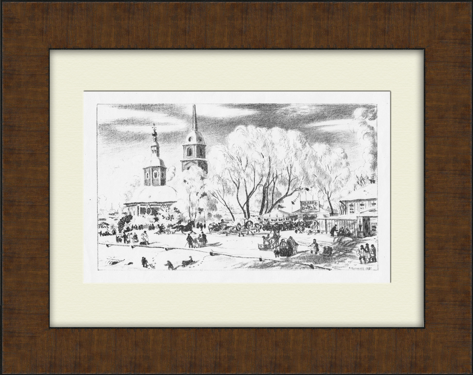 Масленица. Автолитография Б.М. Кустодиева, 1921 год, раритет! Масленица. Автолитография Б.М. Кустодиева, 1921 год, раритет!