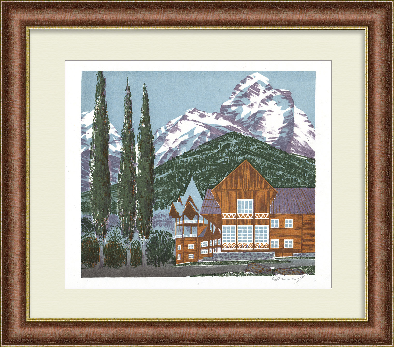 Шале в горах, Красная Поляна. Авторская гравюра Шале в горах, Красная Поляна. Авторская гравюра