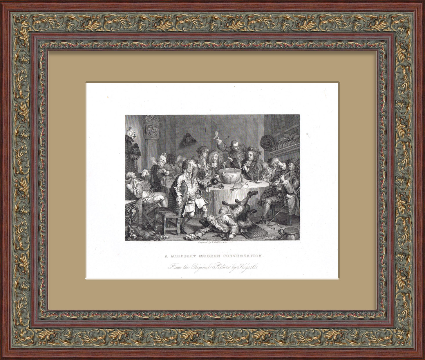 Веселая беседа ученых мужей. Гравюра с картины Хогарта Веселая беседа ученых мужей. Гравюра с картины Хогарта