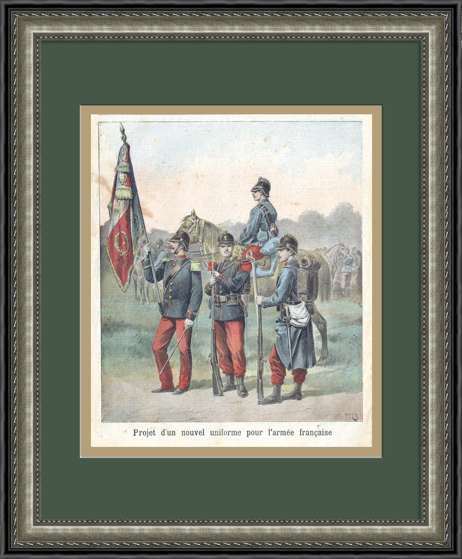 Форма французской армии - знаменитые красные штаны. Тиражная графика 1897 года Форма французской армии - знаменитые красные штаны. Тиражная графика 1897 года