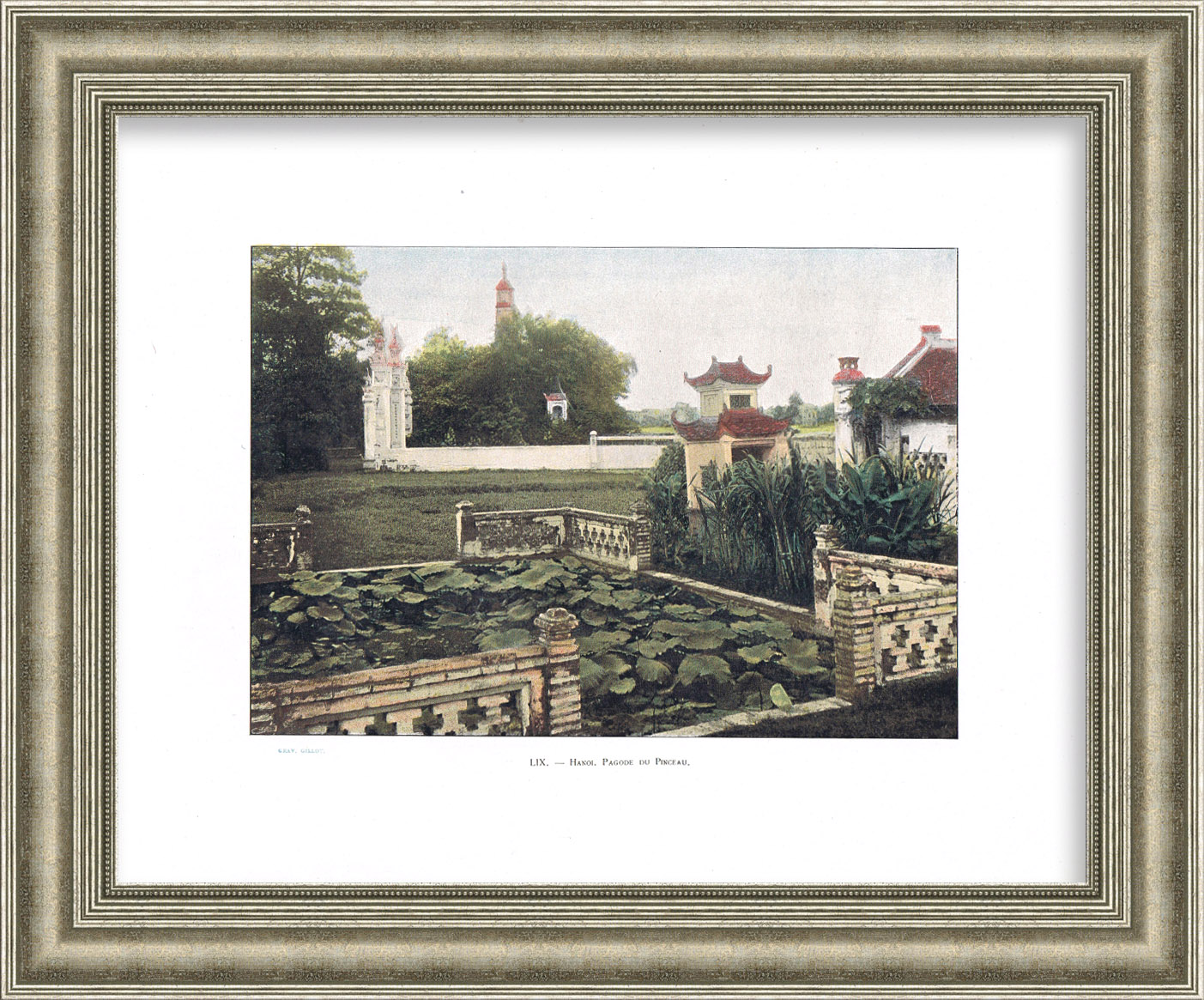 Пагода храма в Ханое, Вьетнам. Старинная фототипия Пагода храма в Ханое, Вьетнам. Старинная фототипия