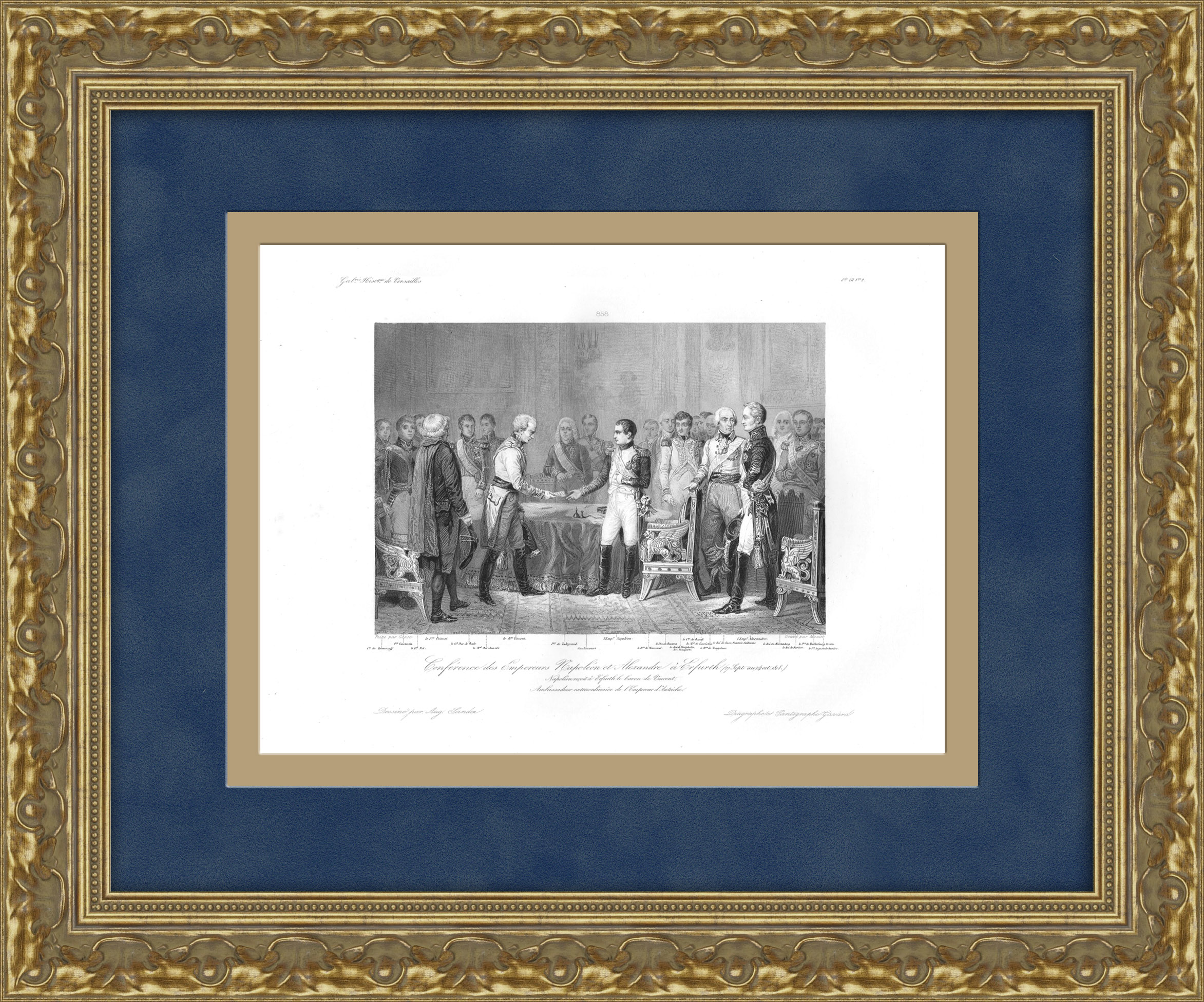 Наполеон I Бонапарт и Александр I на Эрфуртском конгрессе. Редкая антикварная гравюра Наполеон I Бонапарт и Александр I на Эрфуртском конгрессе. Редкая антикварная гравюра