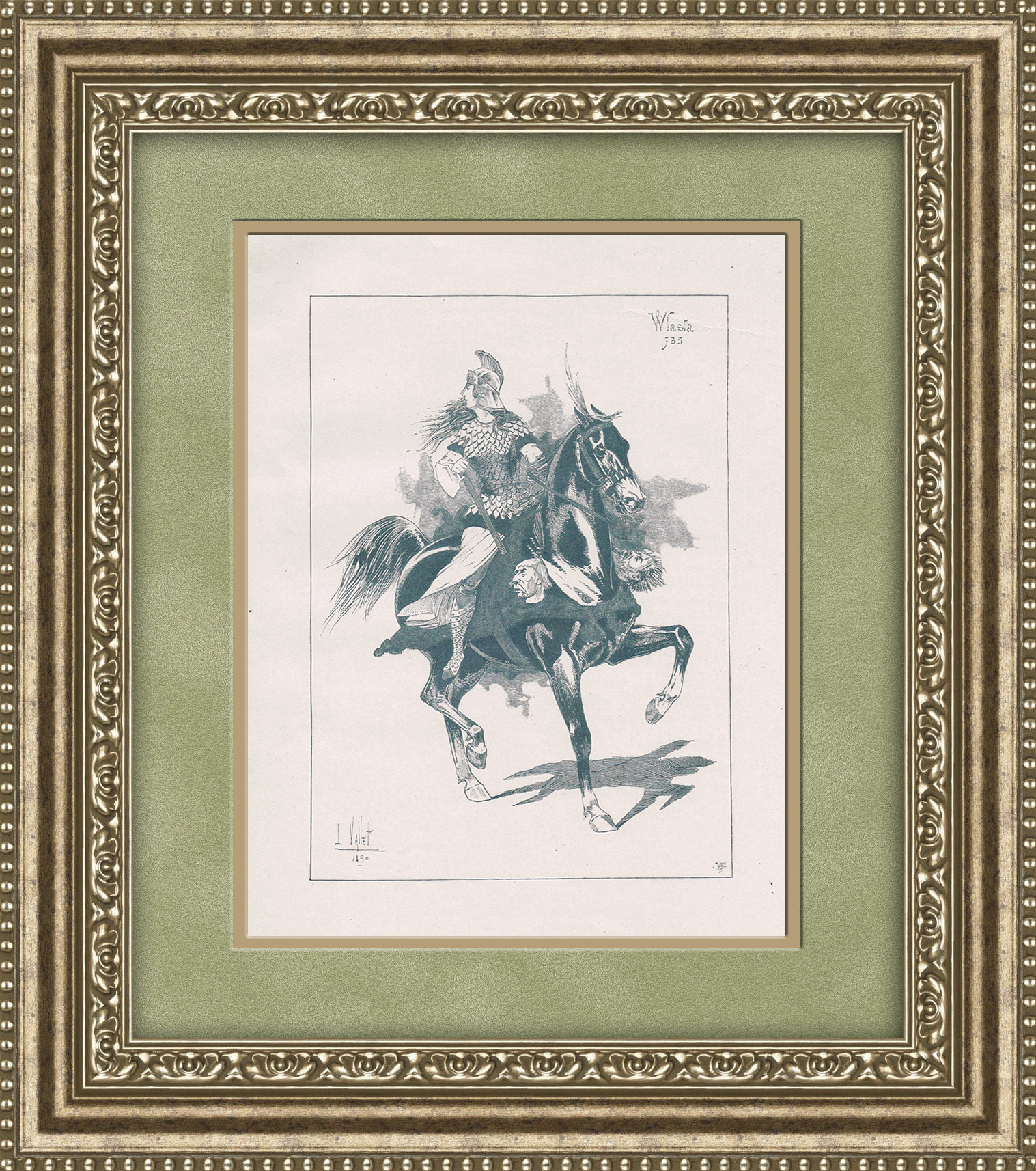 Конный спорт: богемская воительница верхом. Литография 19 века Конный спорт: богемская воительница верхом. Литография 19 века