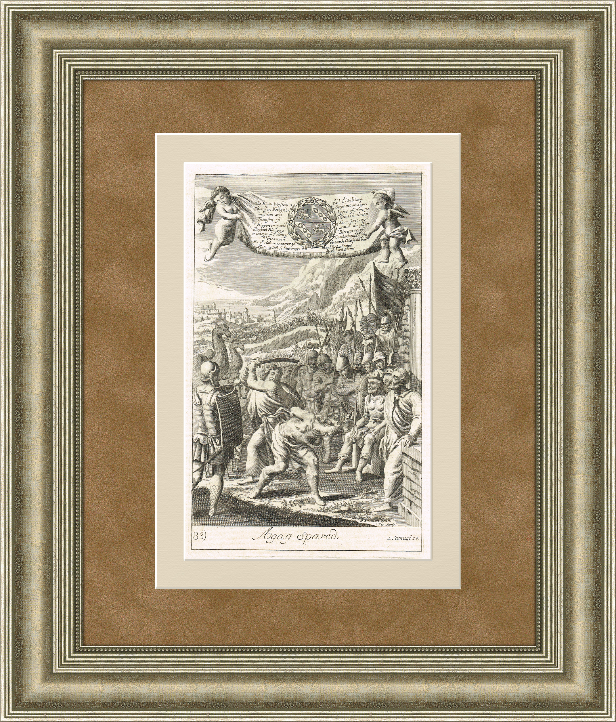 Сцены сражений из Библии, Ветхий завет. Двусторонняя большая гравюра 1701 года Сцены сражений из Библии, Ветхий завет. Двусторонняя большая гравюра 1701 года