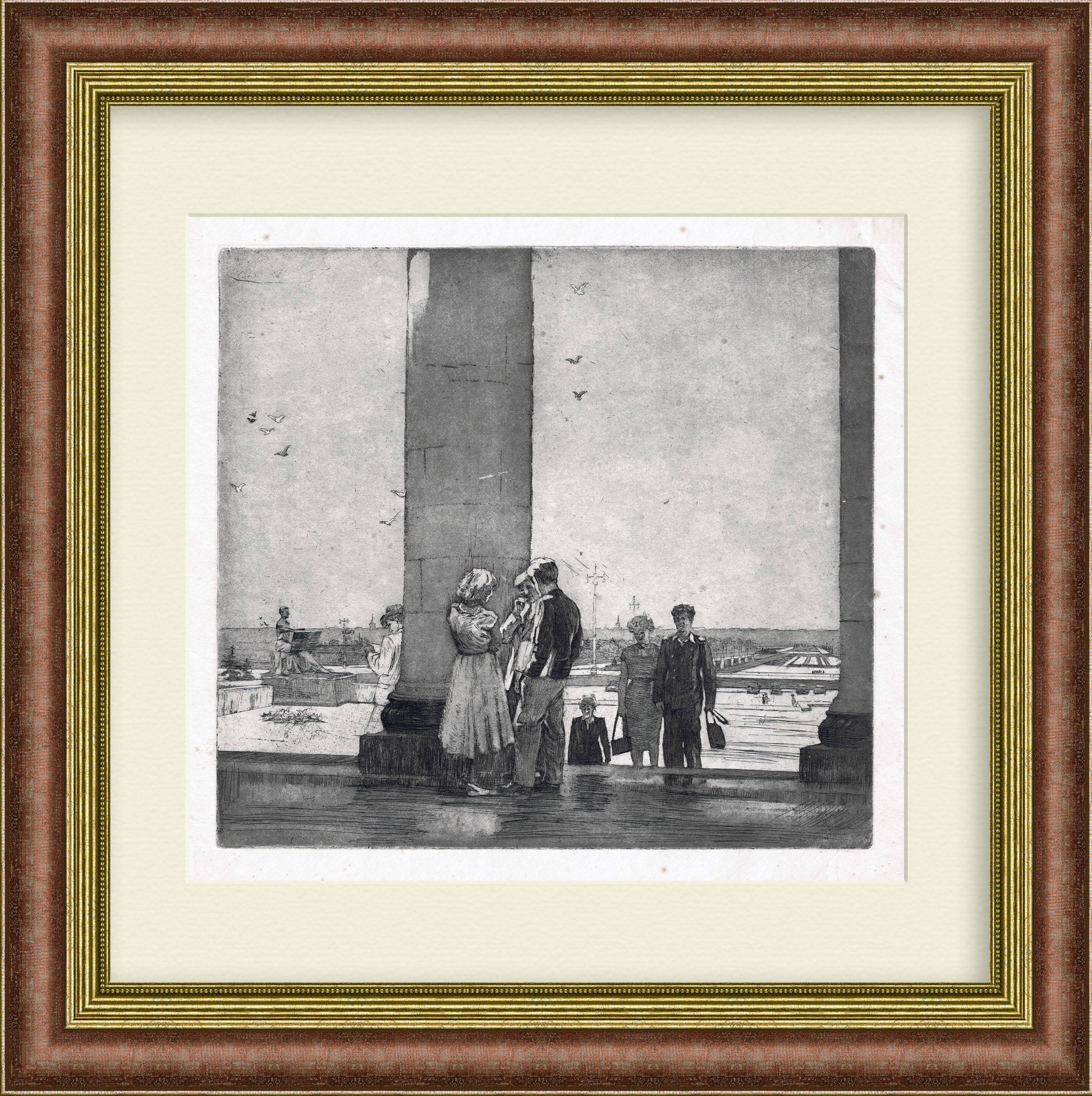 У входа в МГУ. Авторский офорт М. Ройтера У входа в МГУ. Авторский офорт М. Ройтера