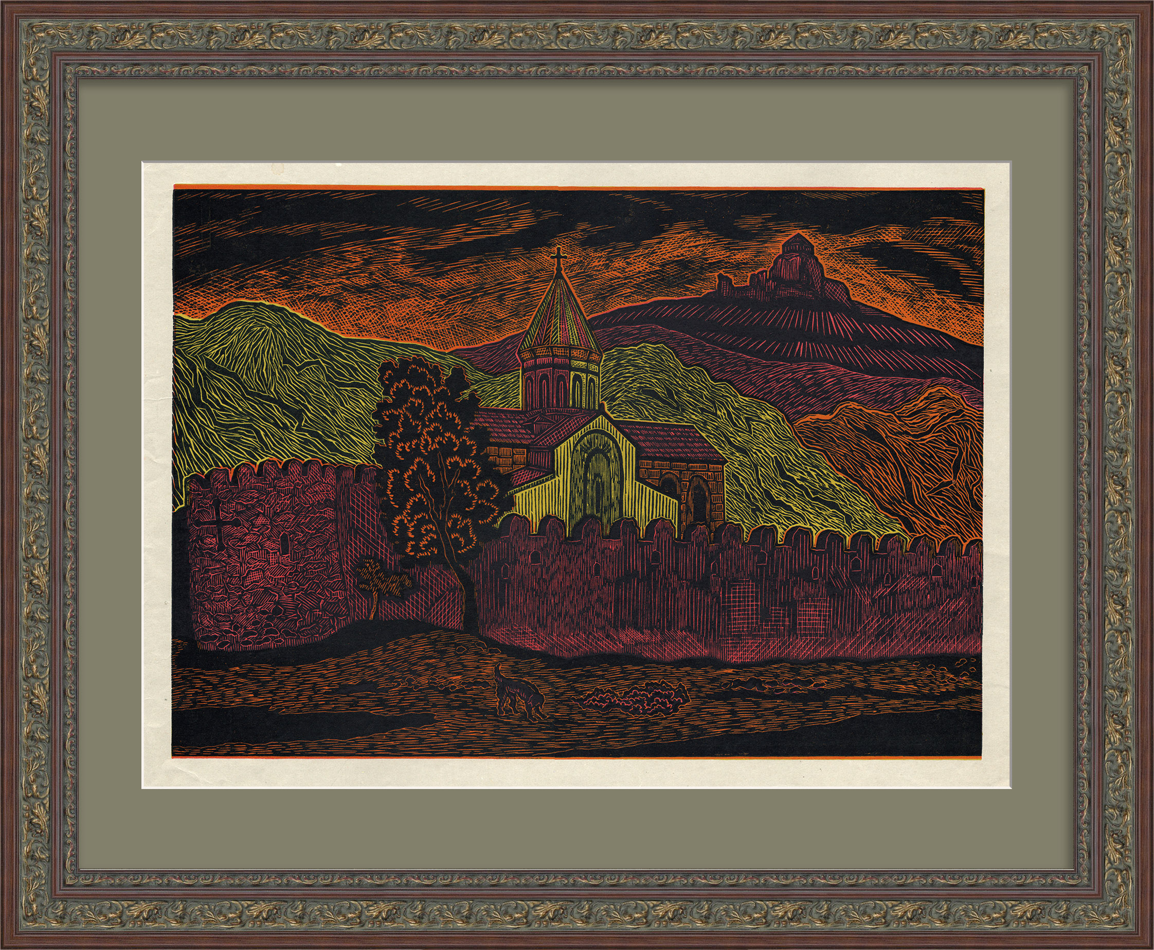 Собор Светицховели, Грузия. Советская линогравюра