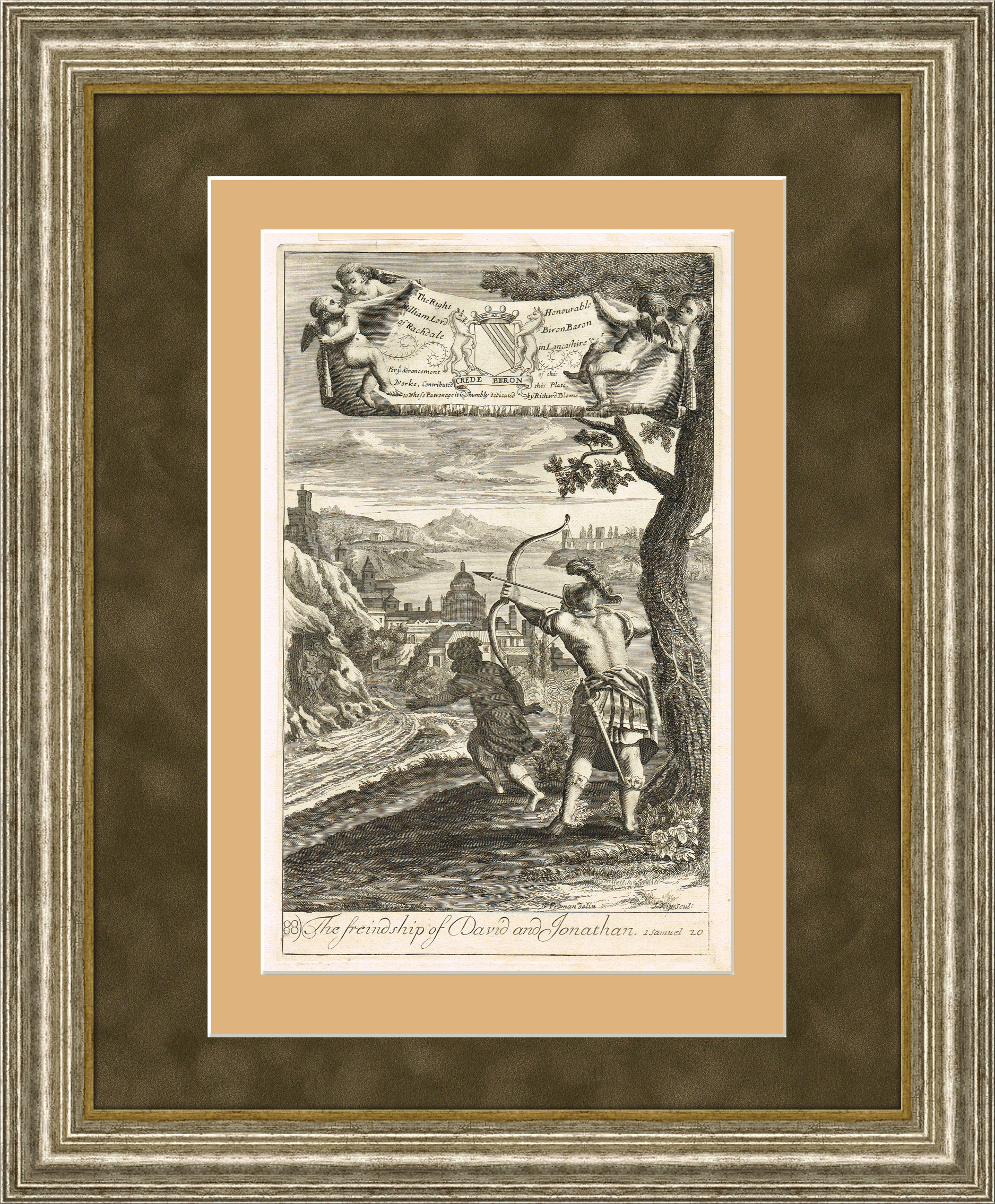 Двусторонняя гравюра 1701 года, со ценами из Библии, Ветхий Завет Двусторонняя гравюра 1701 года, со ценами из Библии, Ветхий Завет