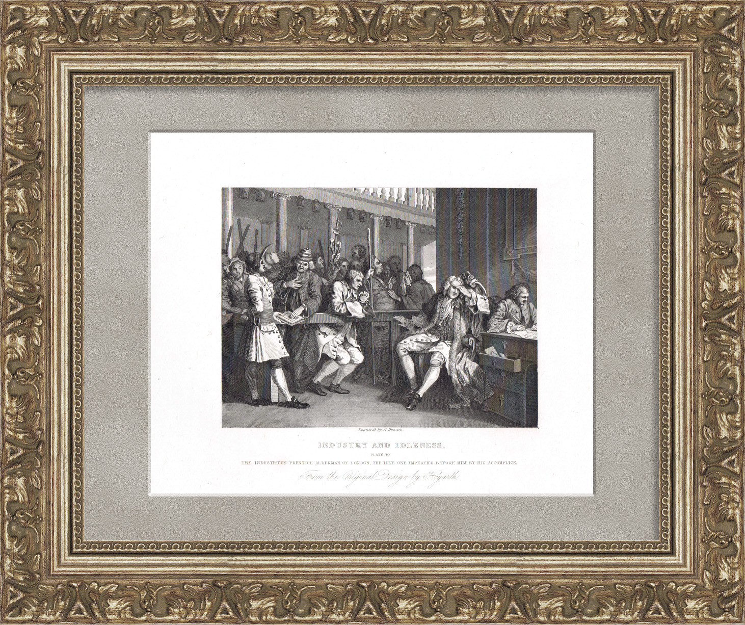 Судебный исполнитель и просящий о помиловании. Гравюра с картины Хогарта Судебный исполнитель и просящий о помиловании. Гравюра с картины Хогарта