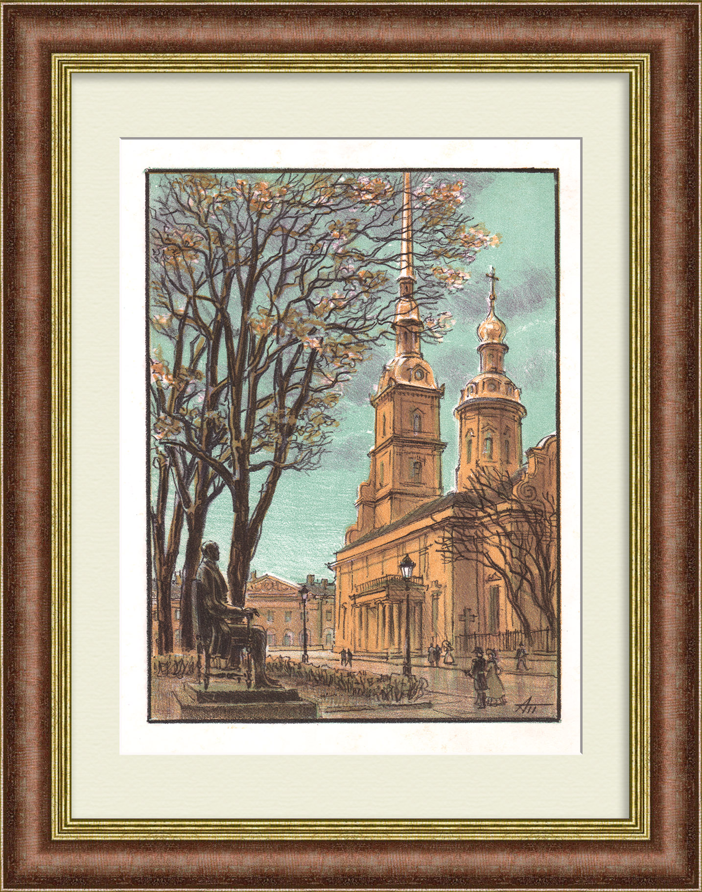 Петропавловский собор в Санкт-Петербурге. Авторская гравюра Петропавловский собор в Санкт-Петербурге. Авторская гравюра