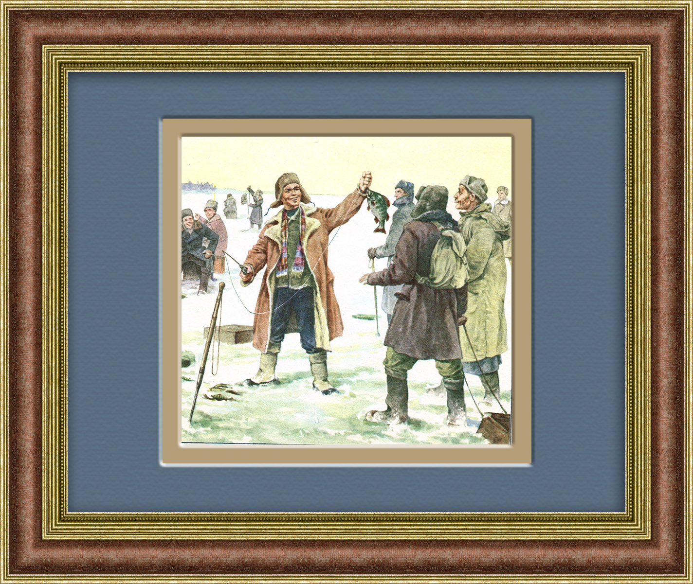 Зимняя подледная рыбалка. Тиражная иллюстрация Зимняя подледная рыбалка. Тиражная иллюстрация