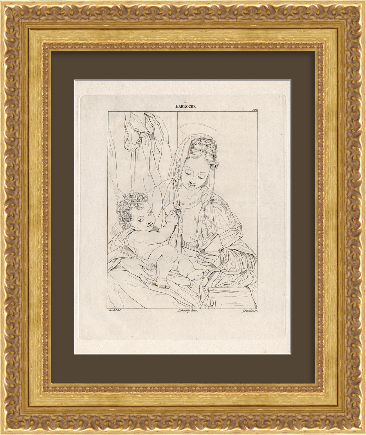 Мадонна с Младенцем. Старинная гравюра Мадонна с Младенцем. Старинная гравюра