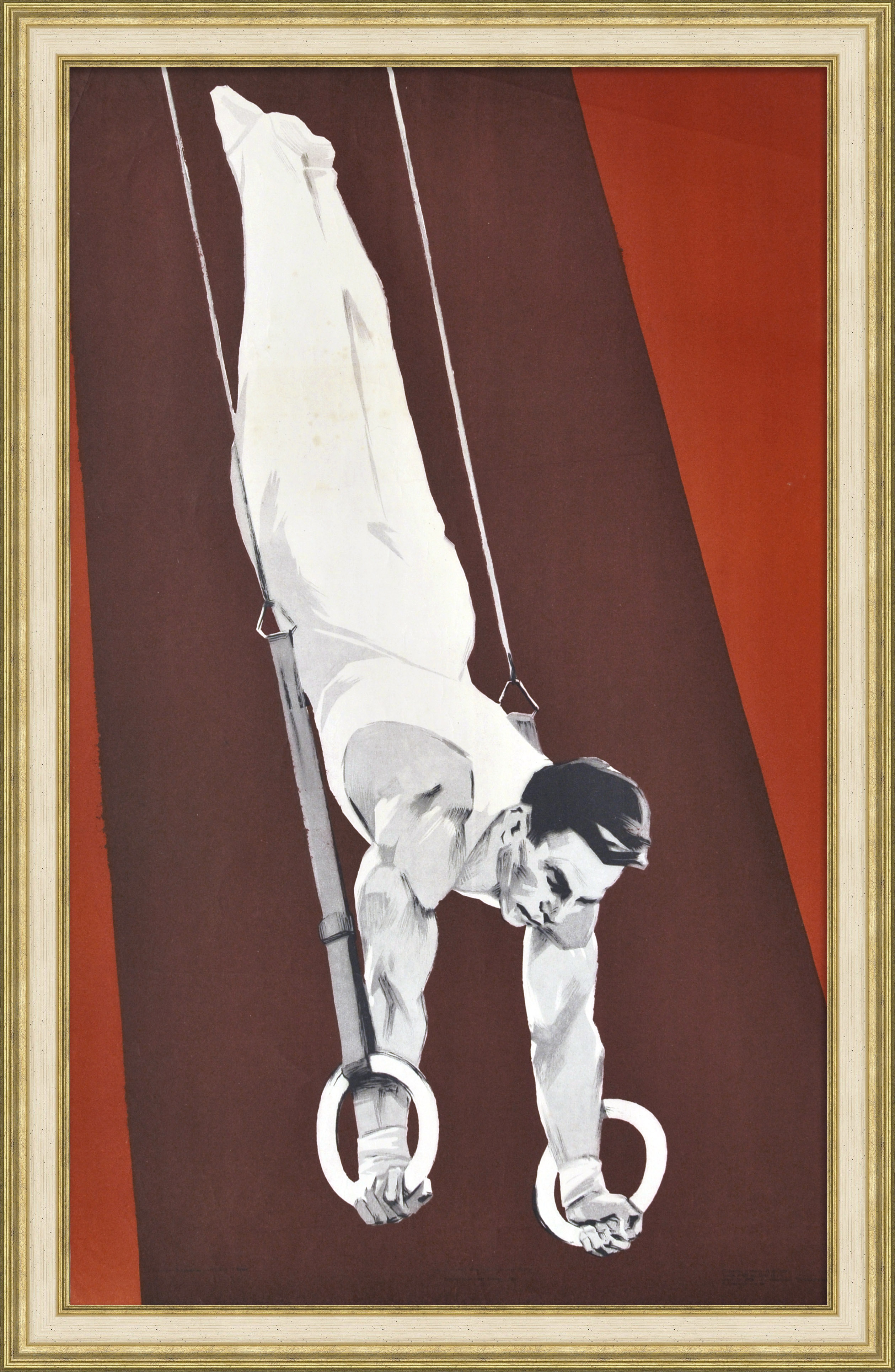 Гимнаст на кольцах. Редкий, советский плакат Гимнаст на кольцах. Редкий, советский плакат